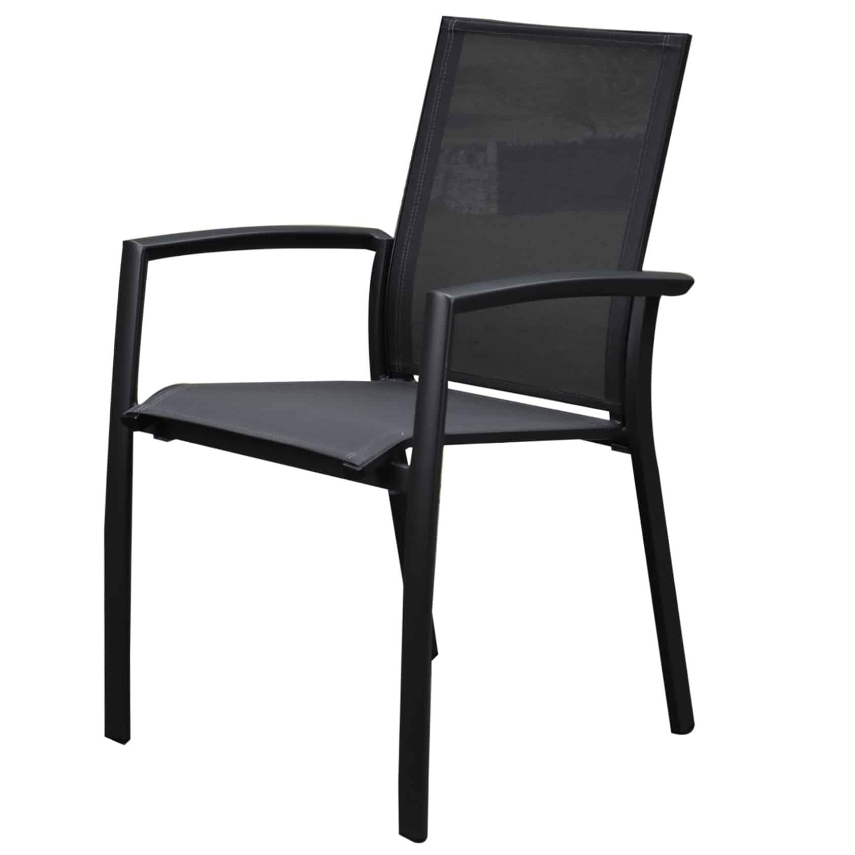 Malaga dining tuinstoel stapelbaar antraciet aluminium textileen