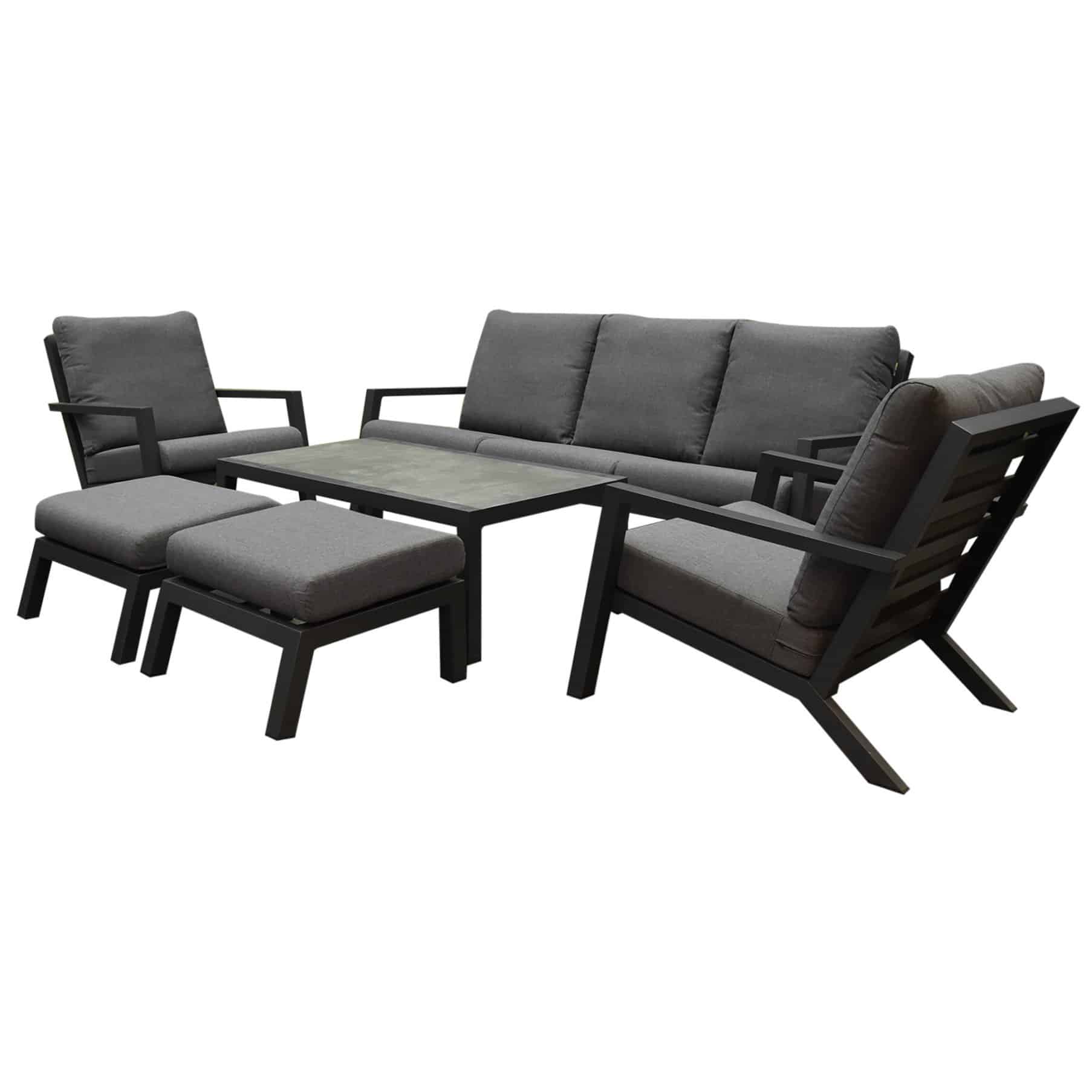 Malaga stoel bank loungeset 6 delig antraciet aluminium