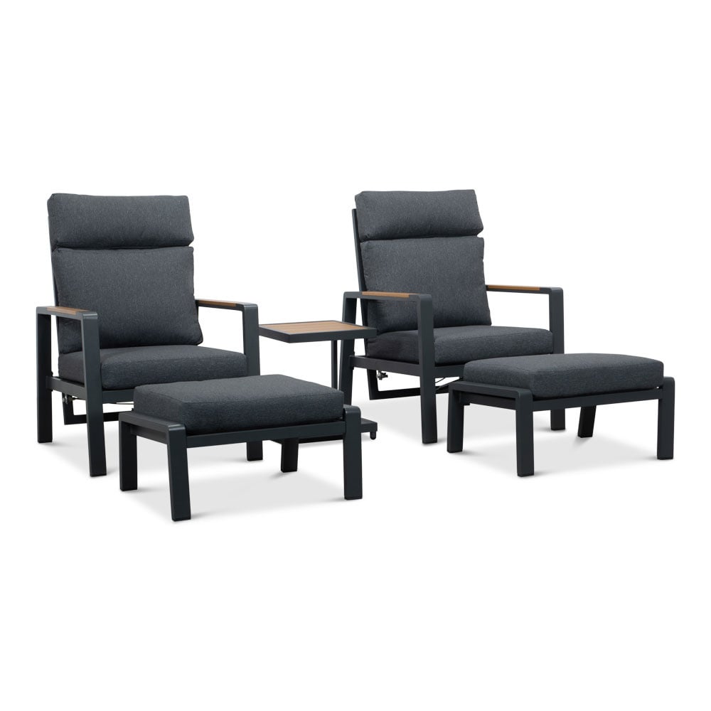 Manhattan lounge balkonset 5-delig | aluminium + polywood | antraciet