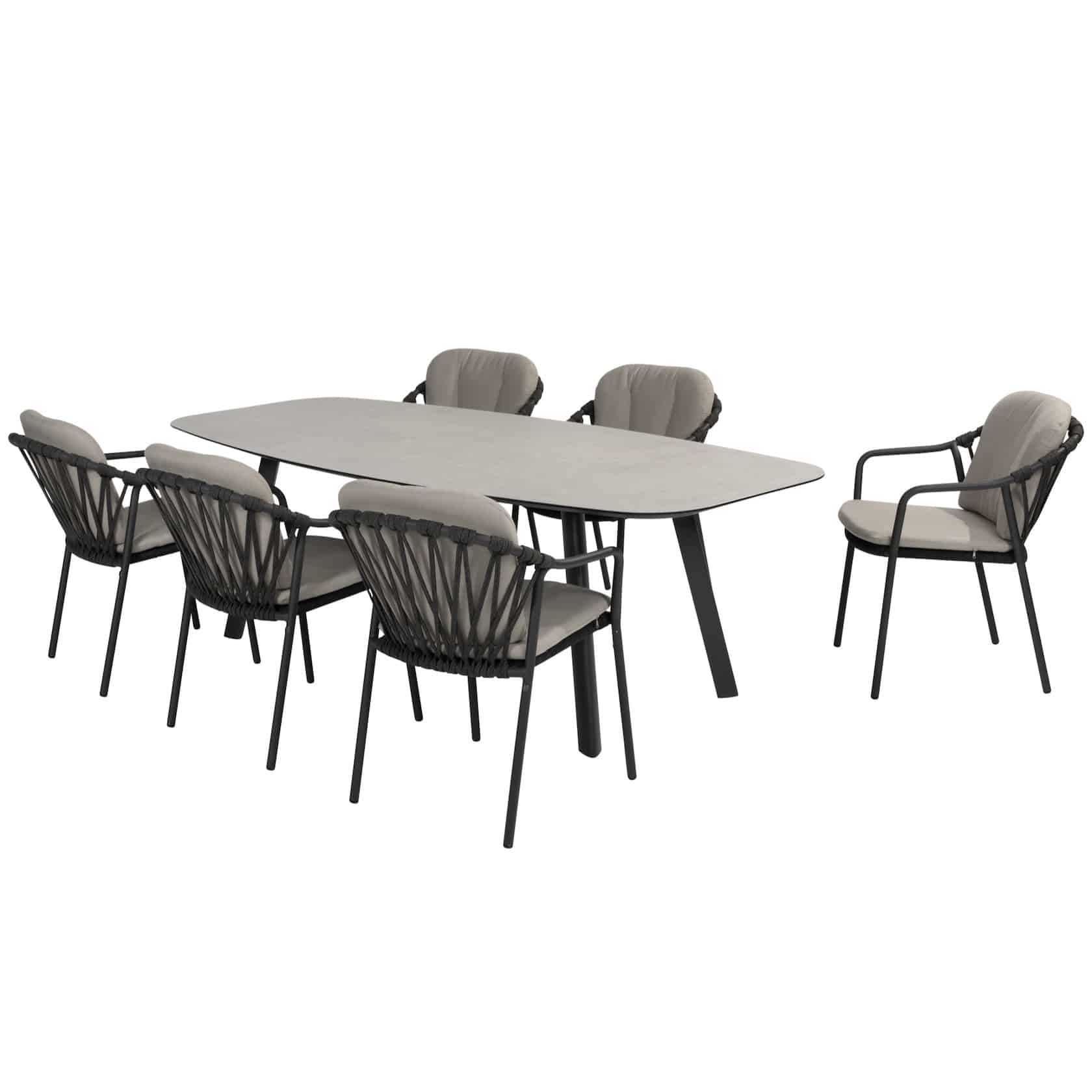 Manitoba Manolo dining tuinset 240x103xH75 cm 7 delig antraciet Taste 4SO