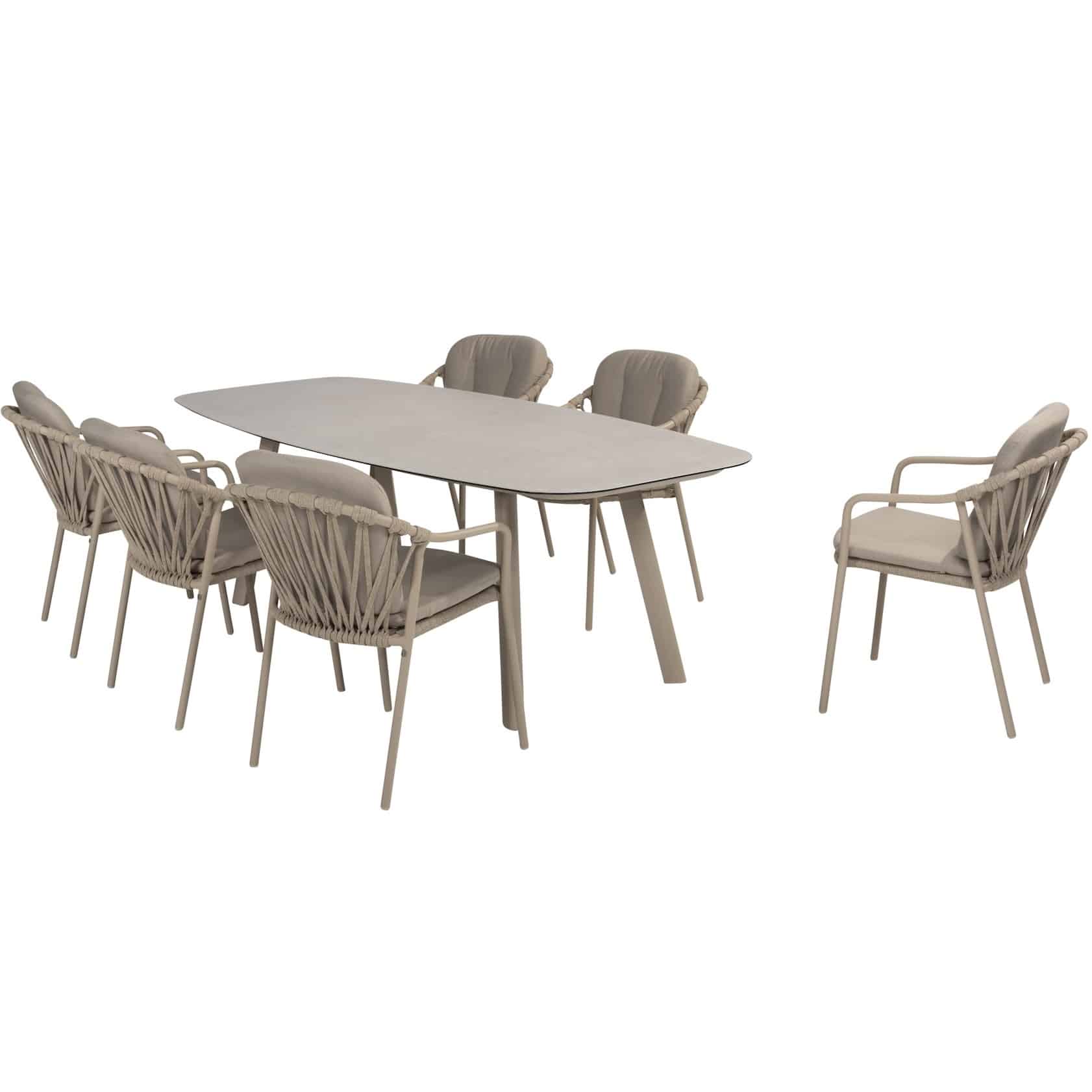 Manitoba Manolo dining tuinset 240x103xH75 cm 7 delig latte Taste 4SO