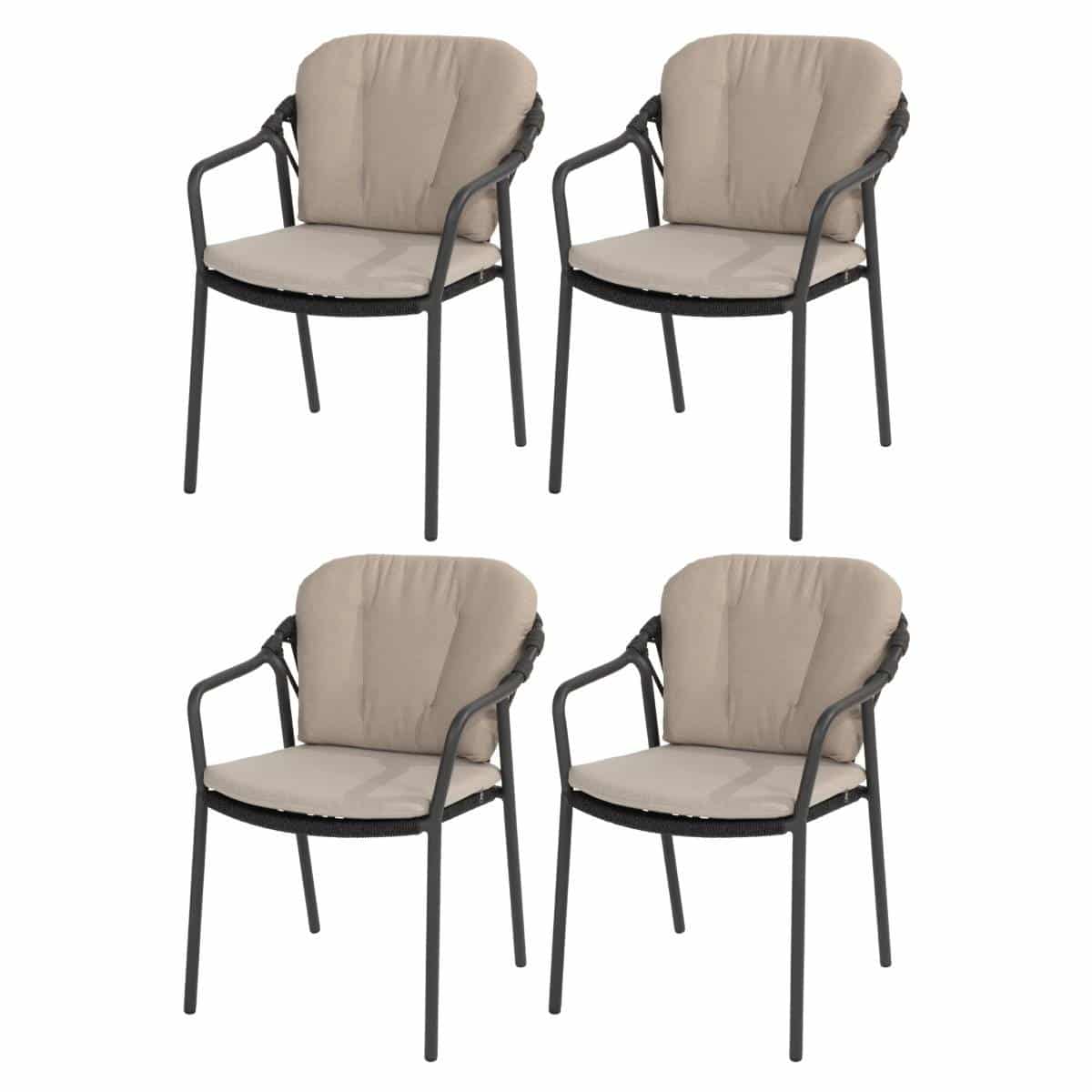 Manitoba stapelbare tuinstoel antraciet Taste 4SO set van 4