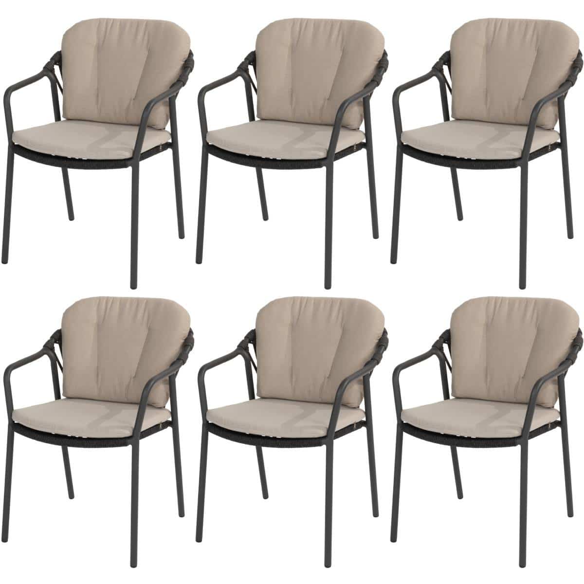 Manitoba stapelbare tuinstoel antraciet Taste 4SO set van 6