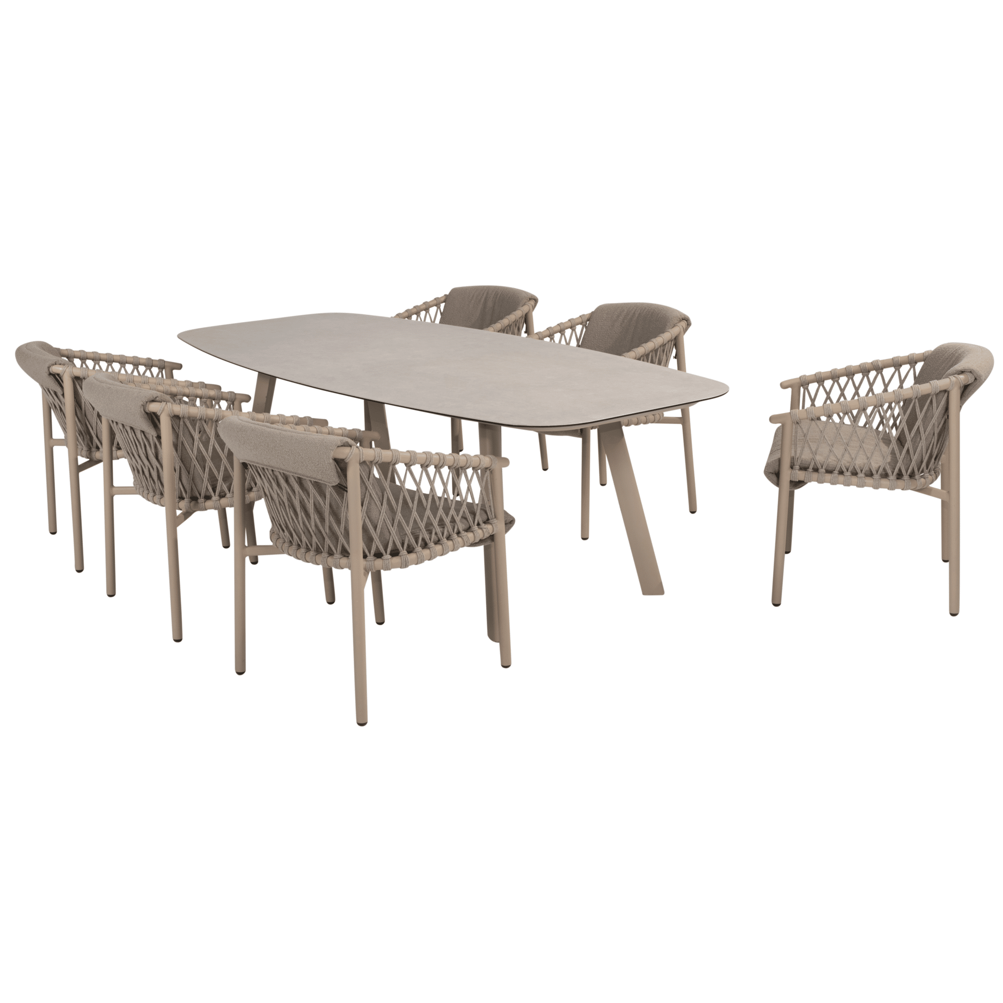 Manolo Allora dining tuinset 240x103xH75 cm 7 delig printed ceramic latte 4 Seasons Outdoor