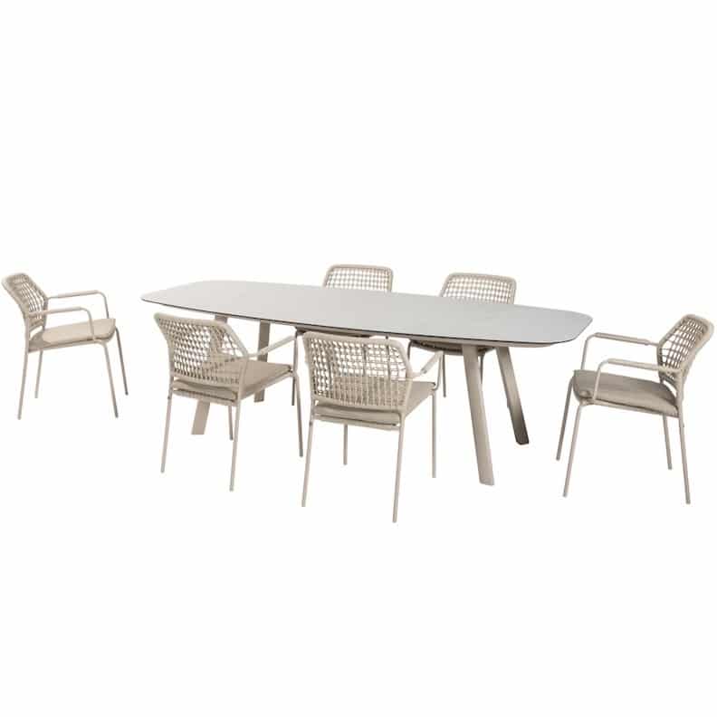 Manolo Barista dining tuinset 240x103xH75 cm 7 delig latte Taste 4SO