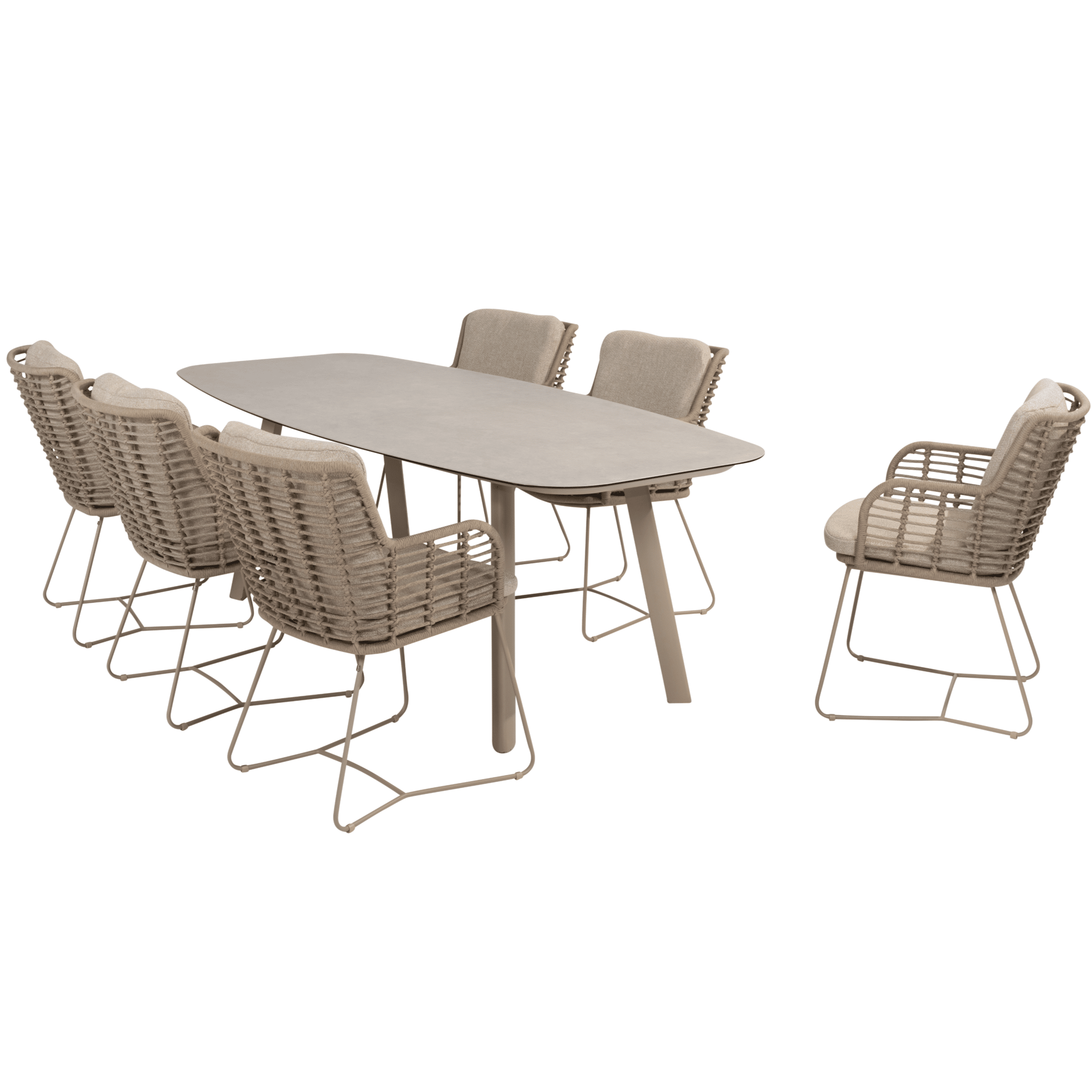 Manolo Fabrice dining tuinset 7 delig 240x103xH75 cm keramiek latte 4 Seasons Outdoor