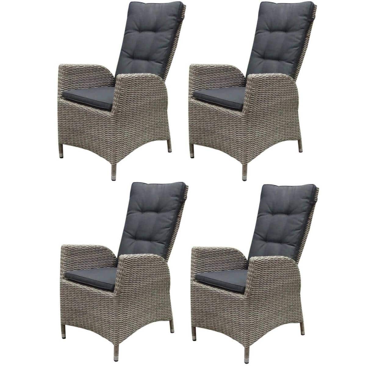 Menorca dining tuinstoel verstelbaar grijs wicker set van 4