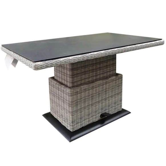miami lounge diningtafel 140x85xh47 71 cm in hoogte verstelbaar wit grijs
