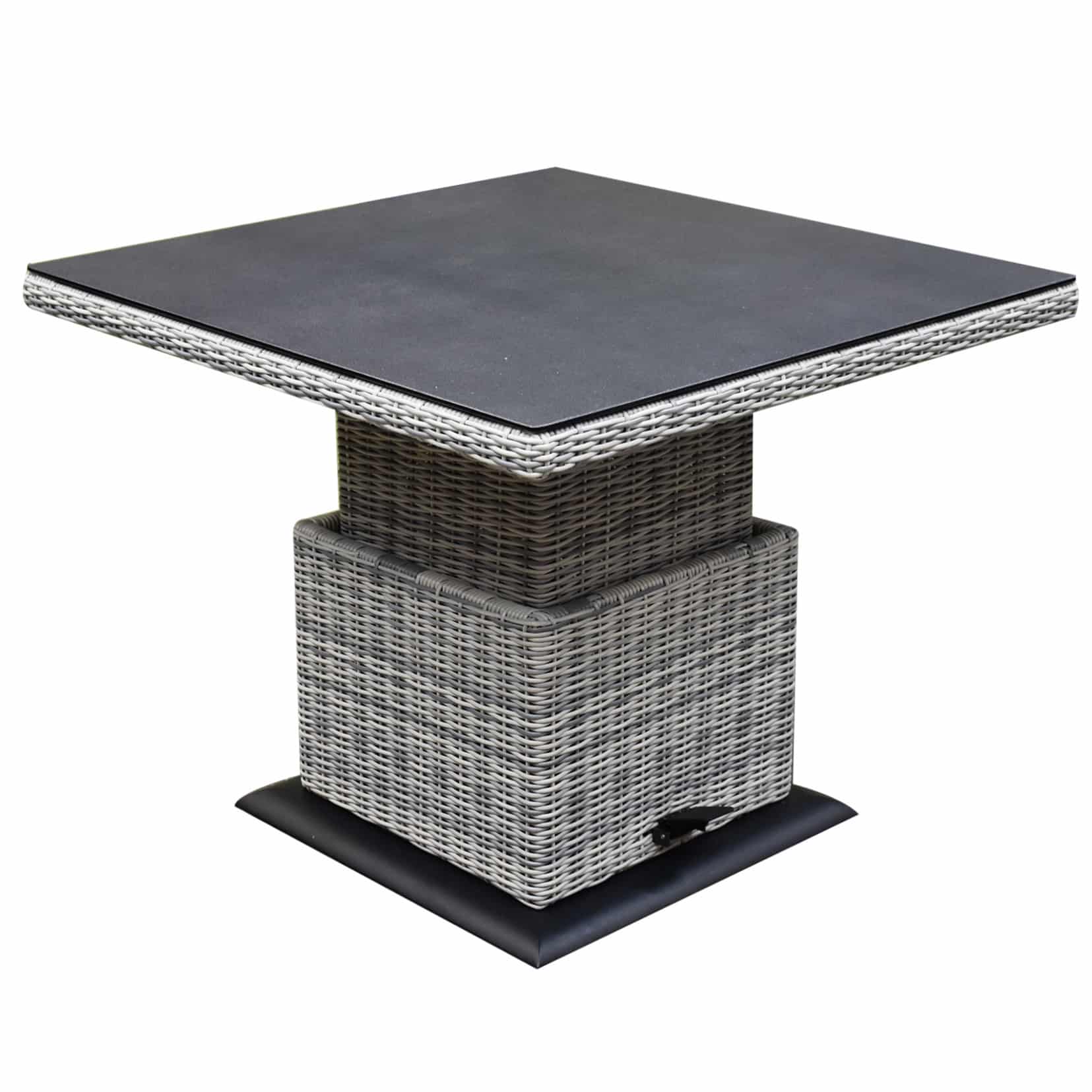 Miami lounge-diningtafel 90x90xH47-71 cm in hoogte verstelbaar wit grijs