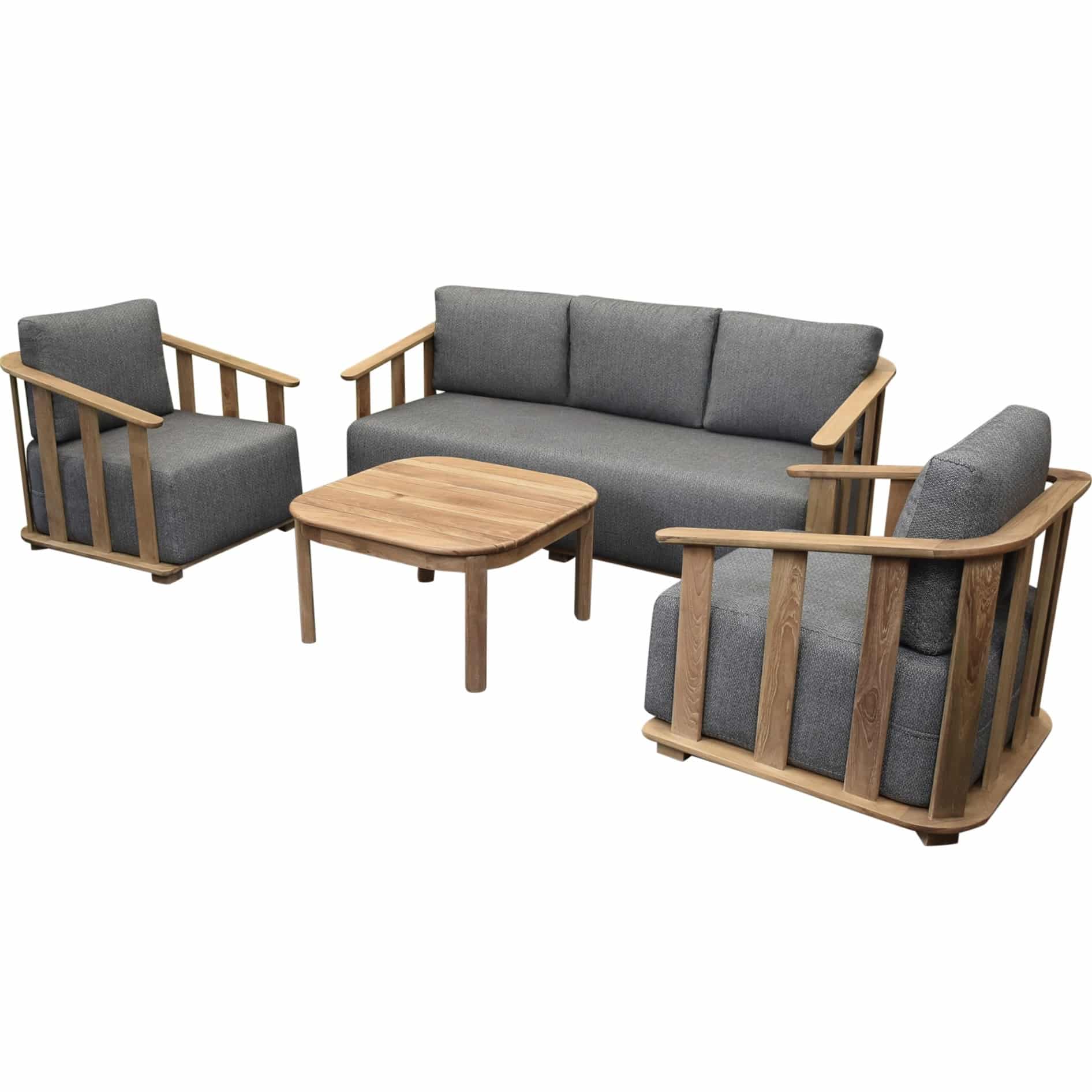 Milano stoel bank loungeset 4 delig teakhout