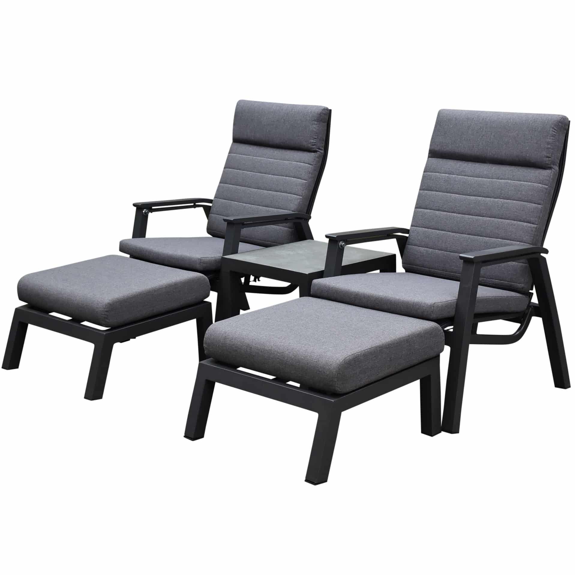 Monaco lounge balkonset 5 delig verstelbaar antraciet