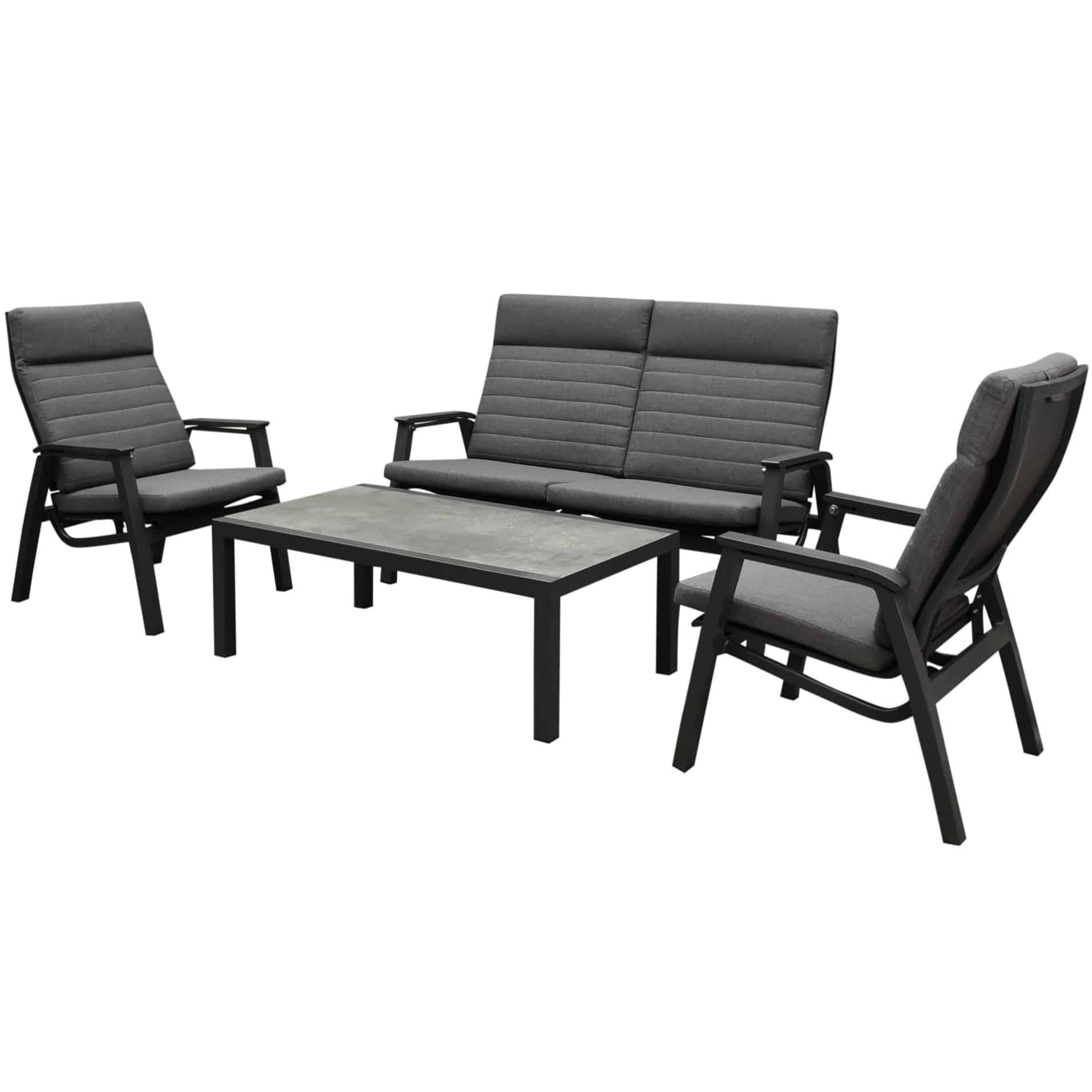 Monaco stoel bank loungeset 4 delig verstelbaar aluminium antraciet
