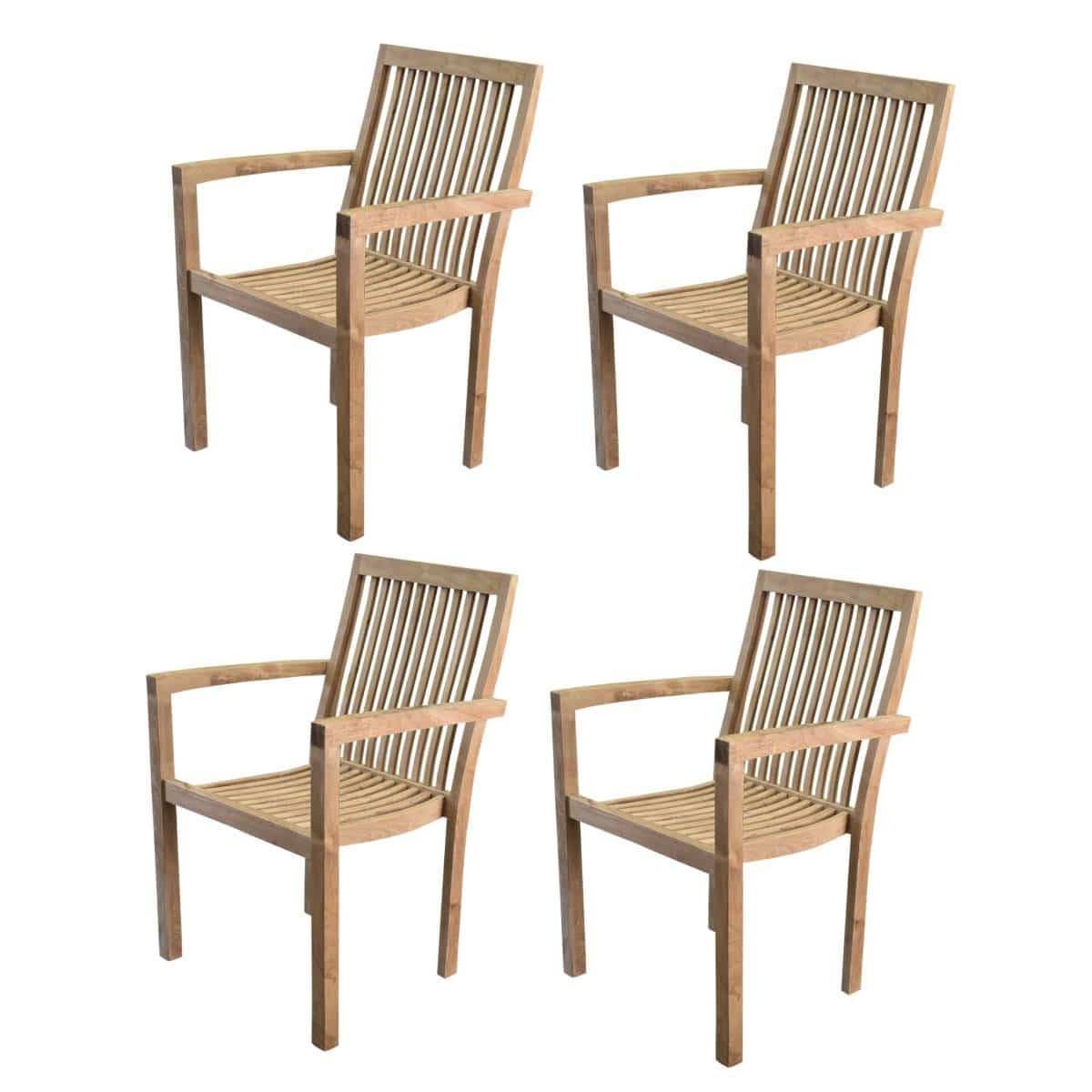 Montana dining tuinstoel teak set van 4
