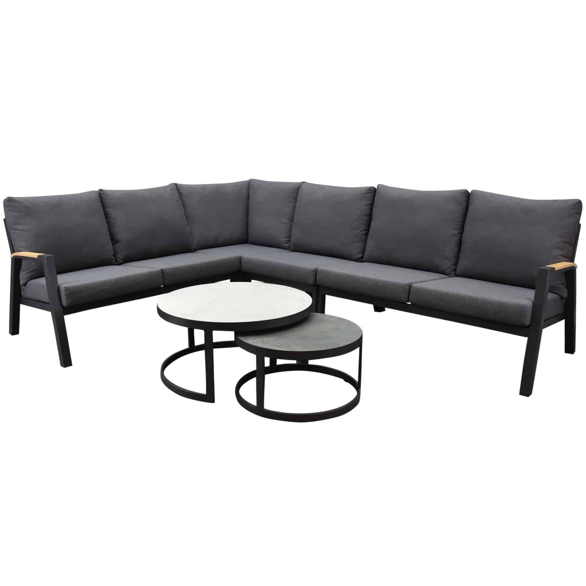 Montenegro hoek loungeset 6-delig antraciet aluminium