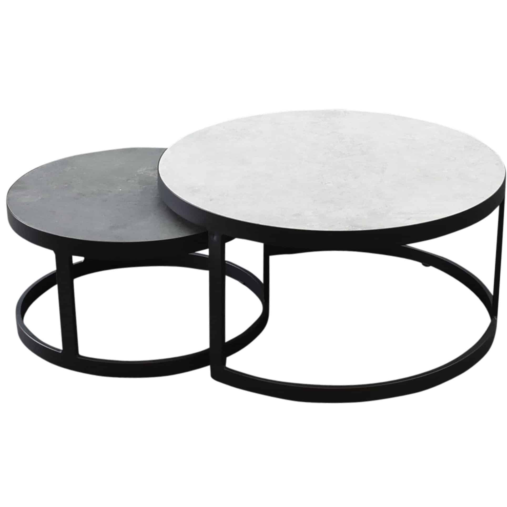 Montenegro salontafels 80 cm rond en 60 cm rond keramiek antraciet