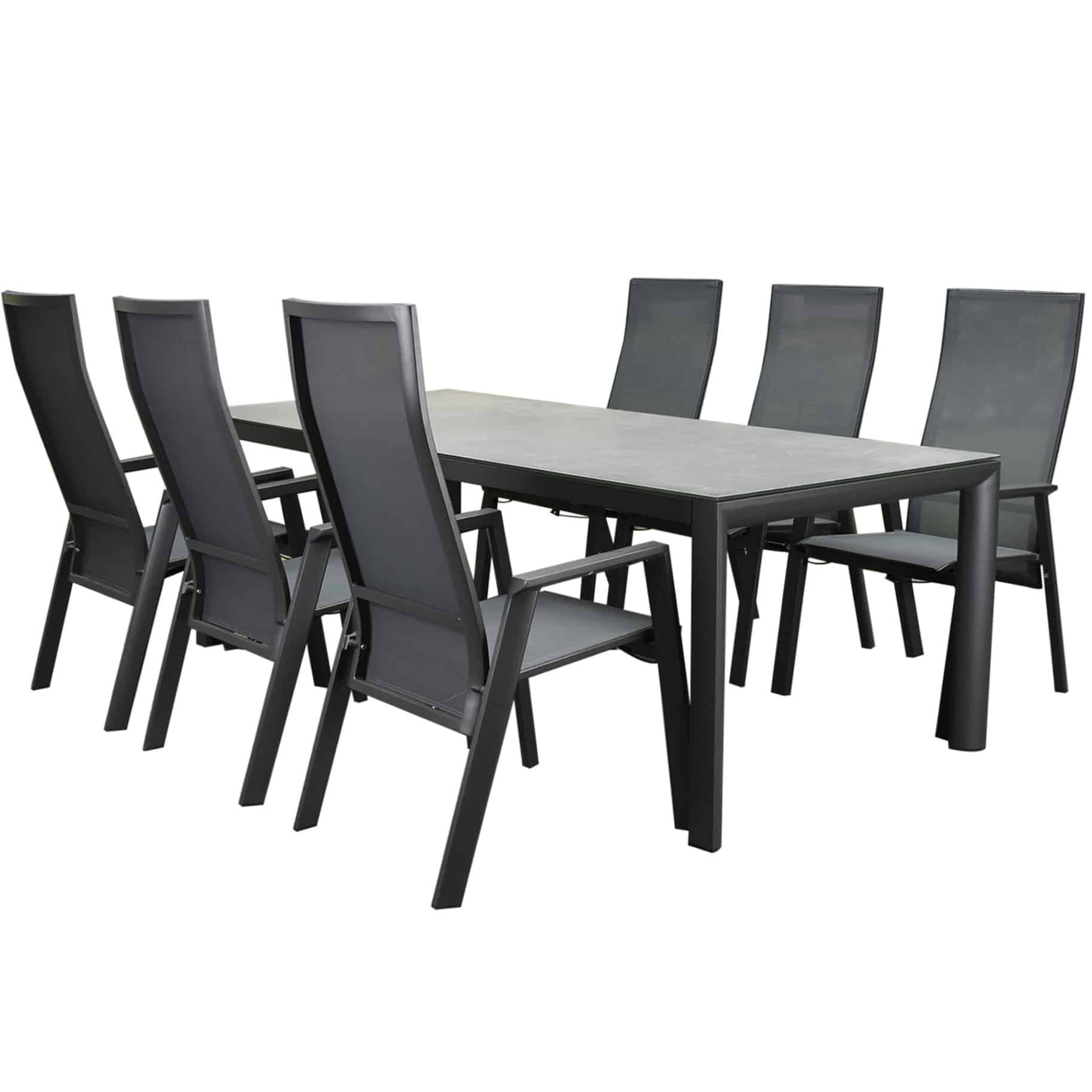Nancy Angora dining tuinset 220x100xH74 7 delig verstelbaar