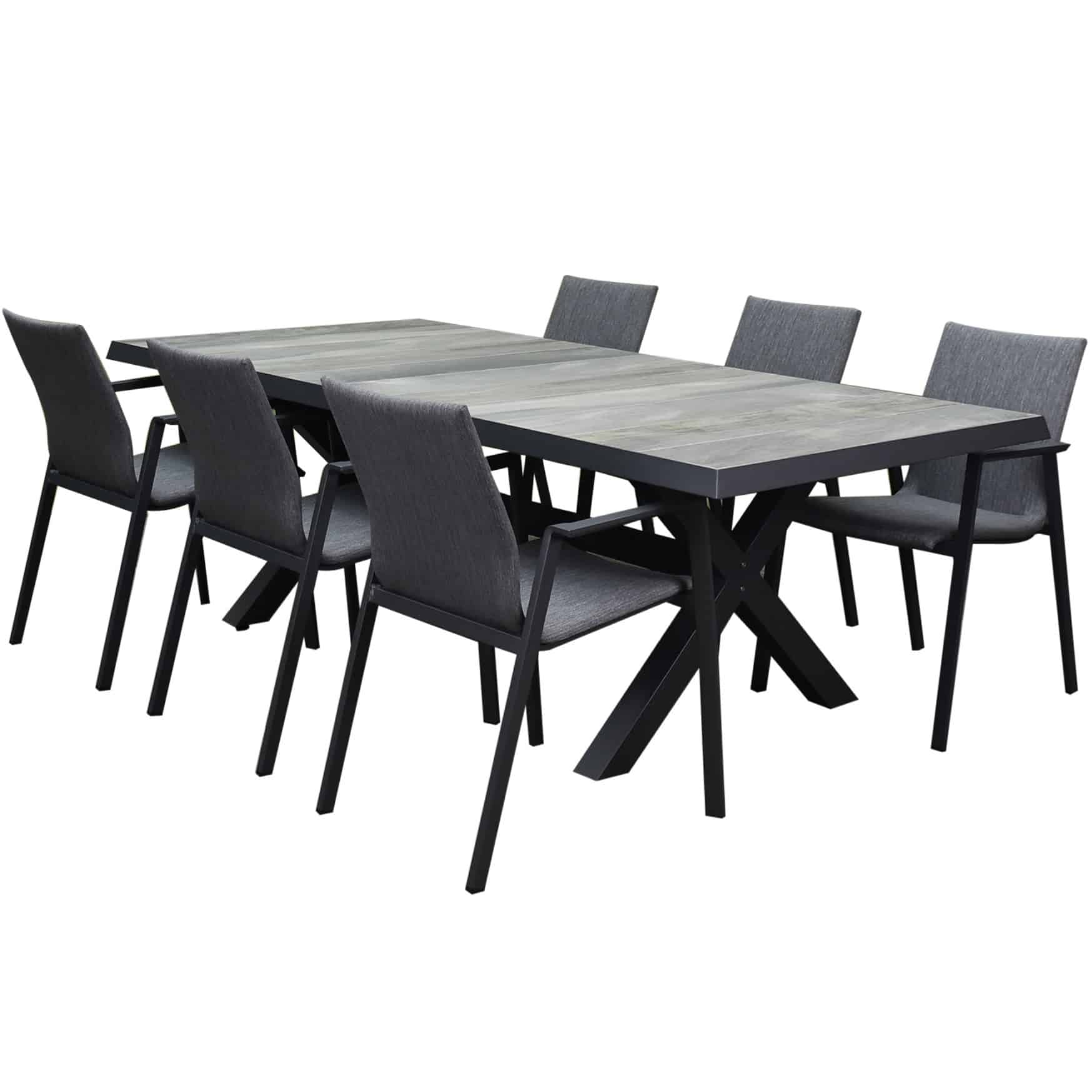 Nancy New Delhi dining tuinset 224x103x74,5 cm 7 delig aluminium