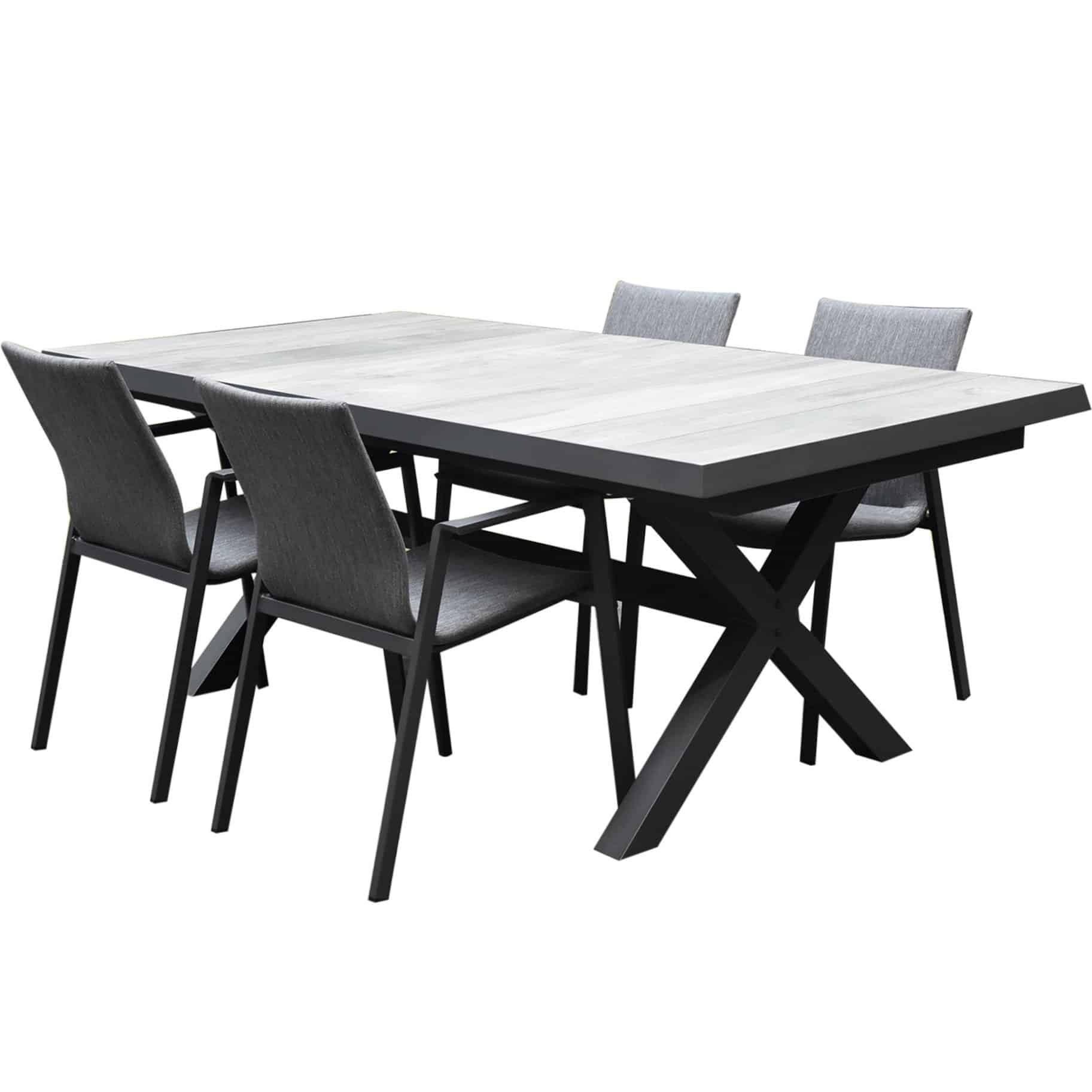 Nancy New Delhi dining tuinset uitschuifbaar 204-264x103xH74,5 cm 5 delig aluminium