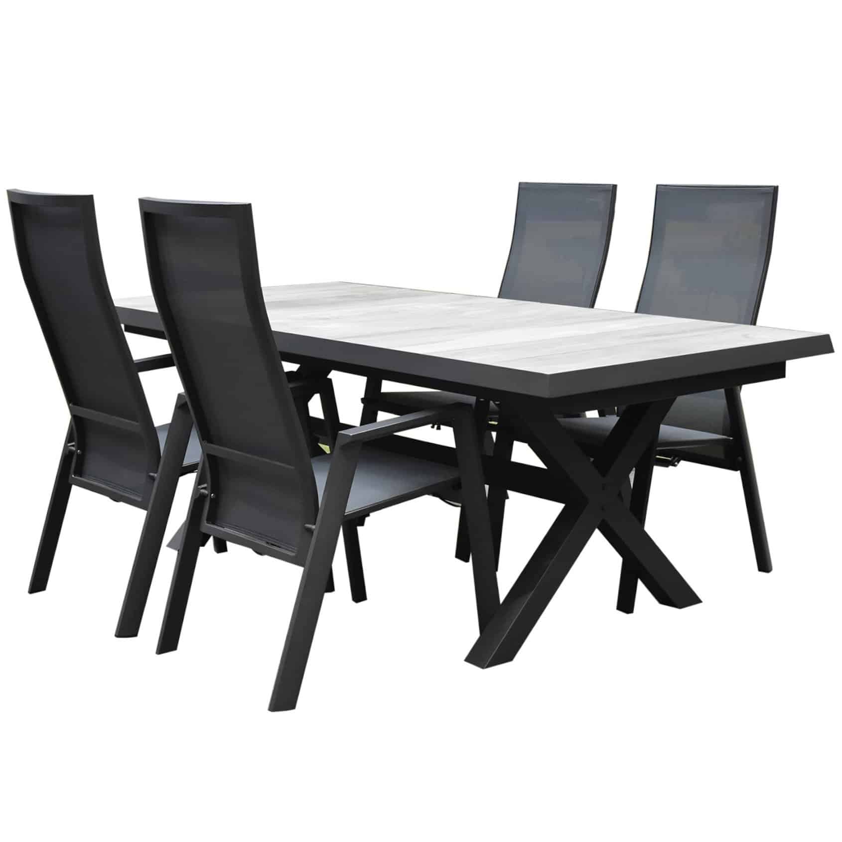 Nancy New Delhi dining tuinset uitschuifbaar 204-264x103xH74,5 cm 5 delig verstelbaar