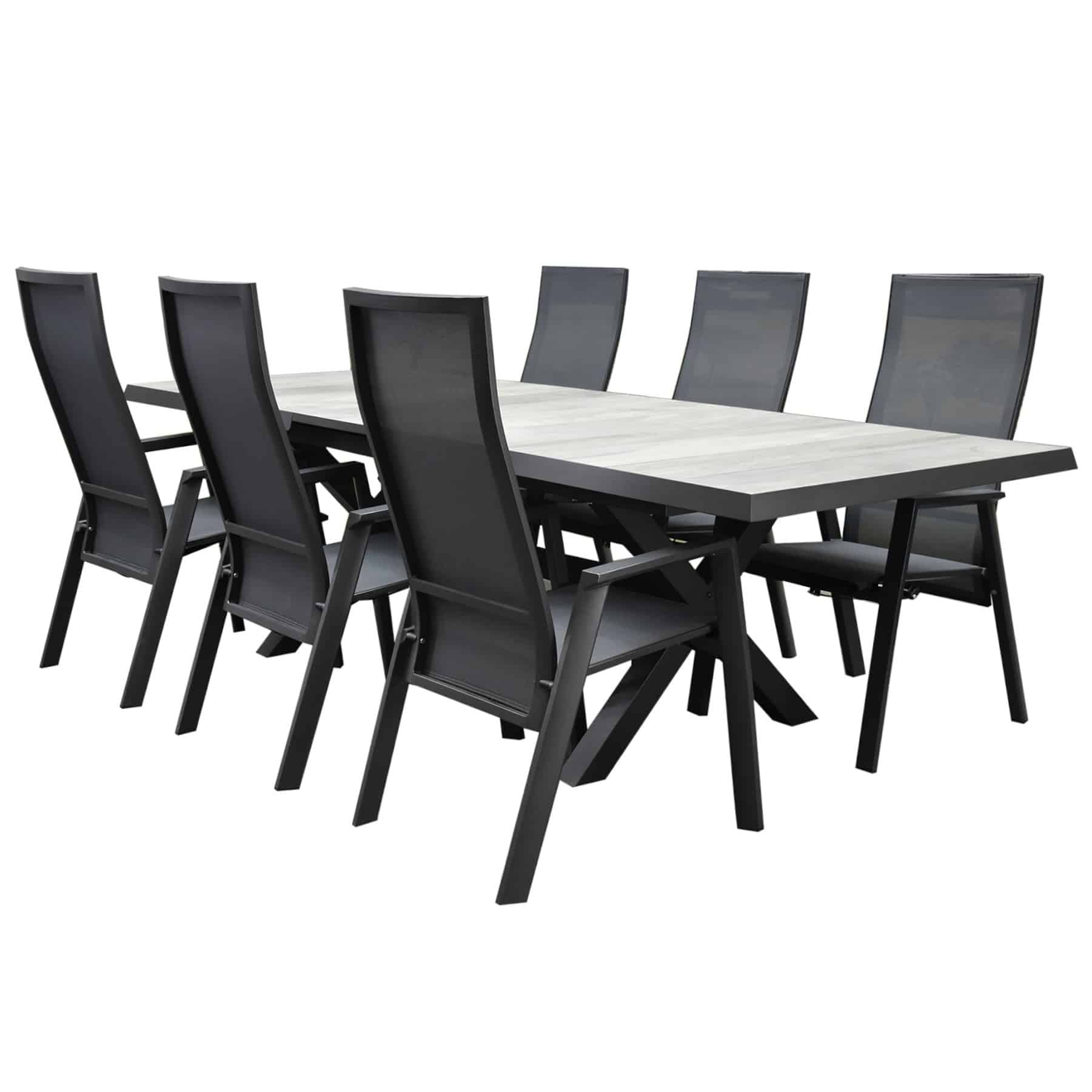 Nancy New Delhi dining tuinset uitschuifbaar 204-264x103xH74,5 cm 7 delig verstelbaar