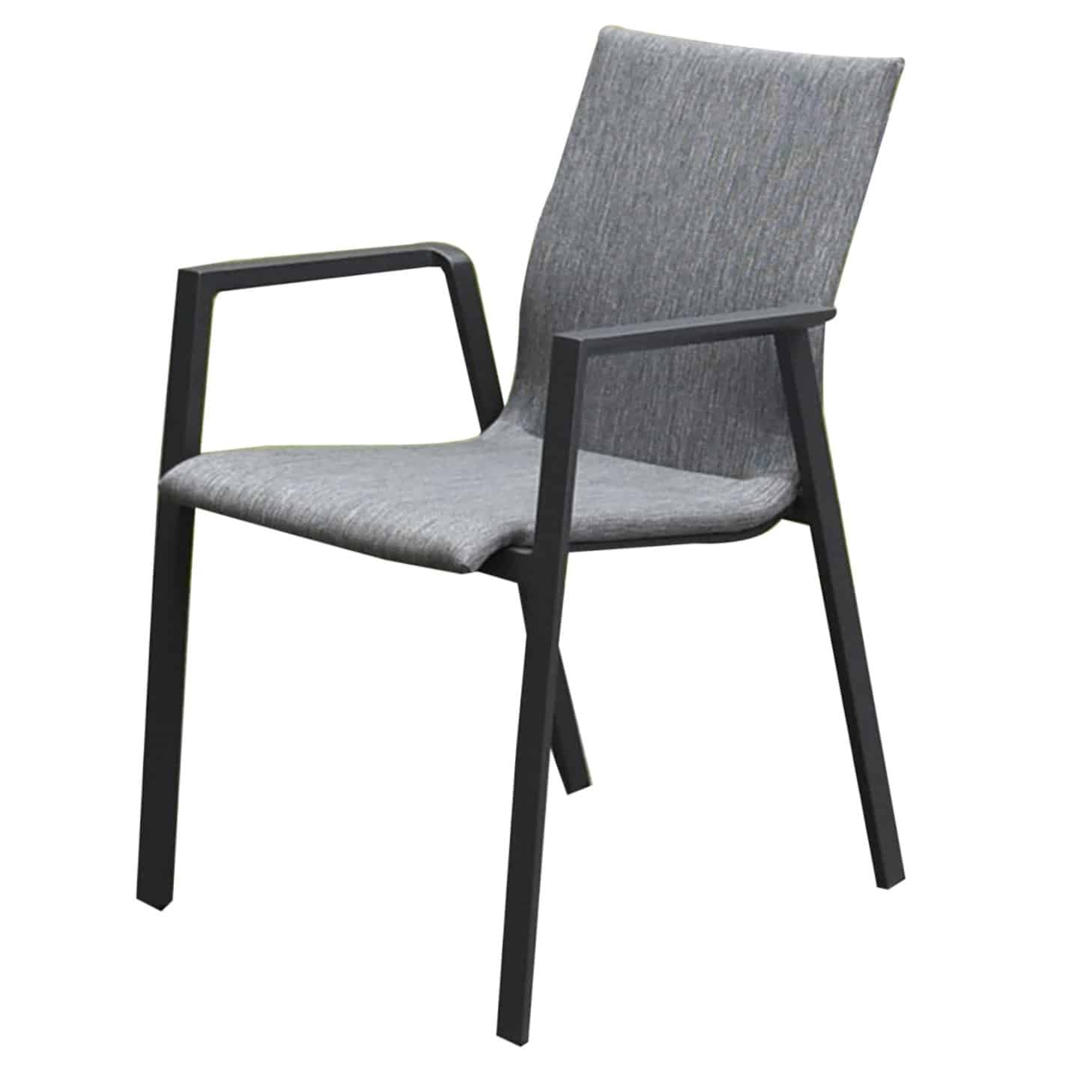 Nancy dining tuinstoel stapelbaar antraciet aluminium textileen