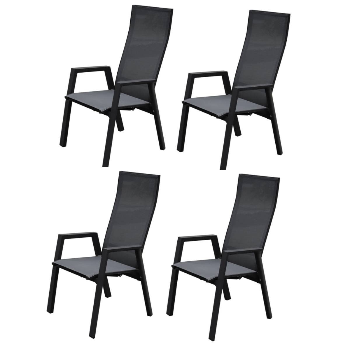 Nancy dining tuinstoel verstelbaar antraciet textileen set van 4