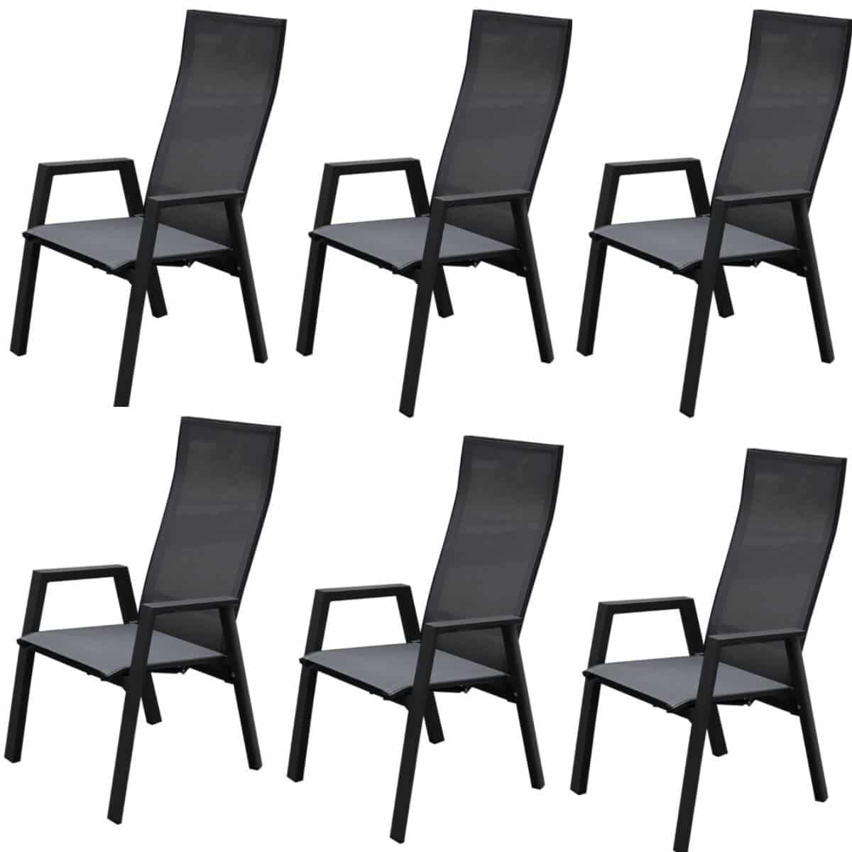 Nancy dining tuinstoel verstelbaar antraciet textileen set van 6