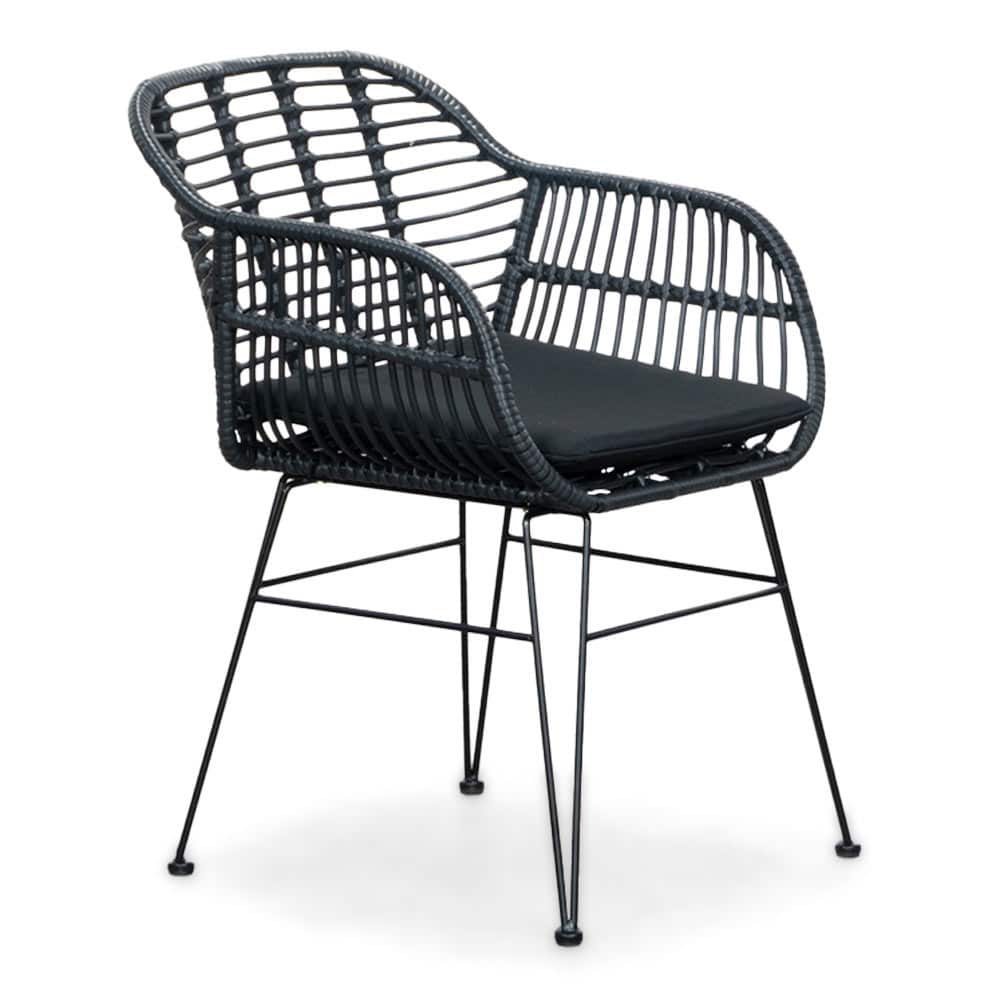 Napels dining tuinstoel | wicker | zwart