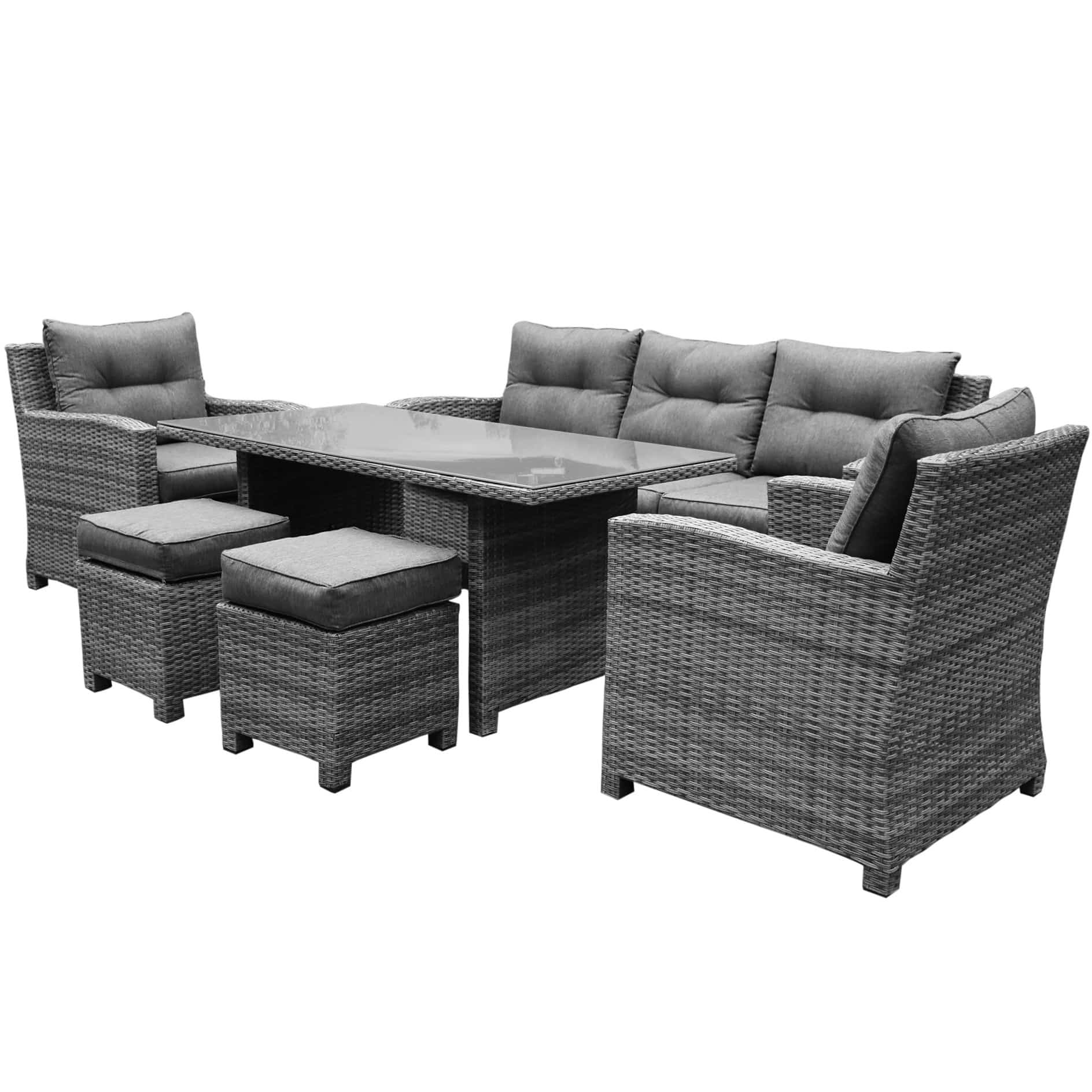 New Castle stoel-bank dining loungeset 6-delig antraciet