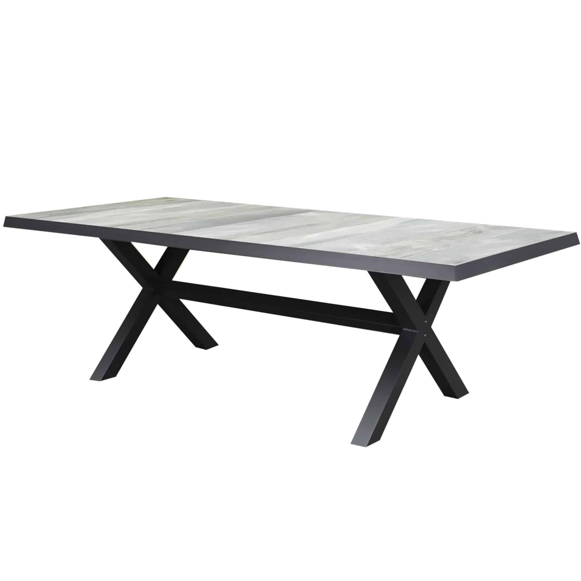 New Delhi dining tuintafel 224x103xH72,5 cm met kruispoot antraciet