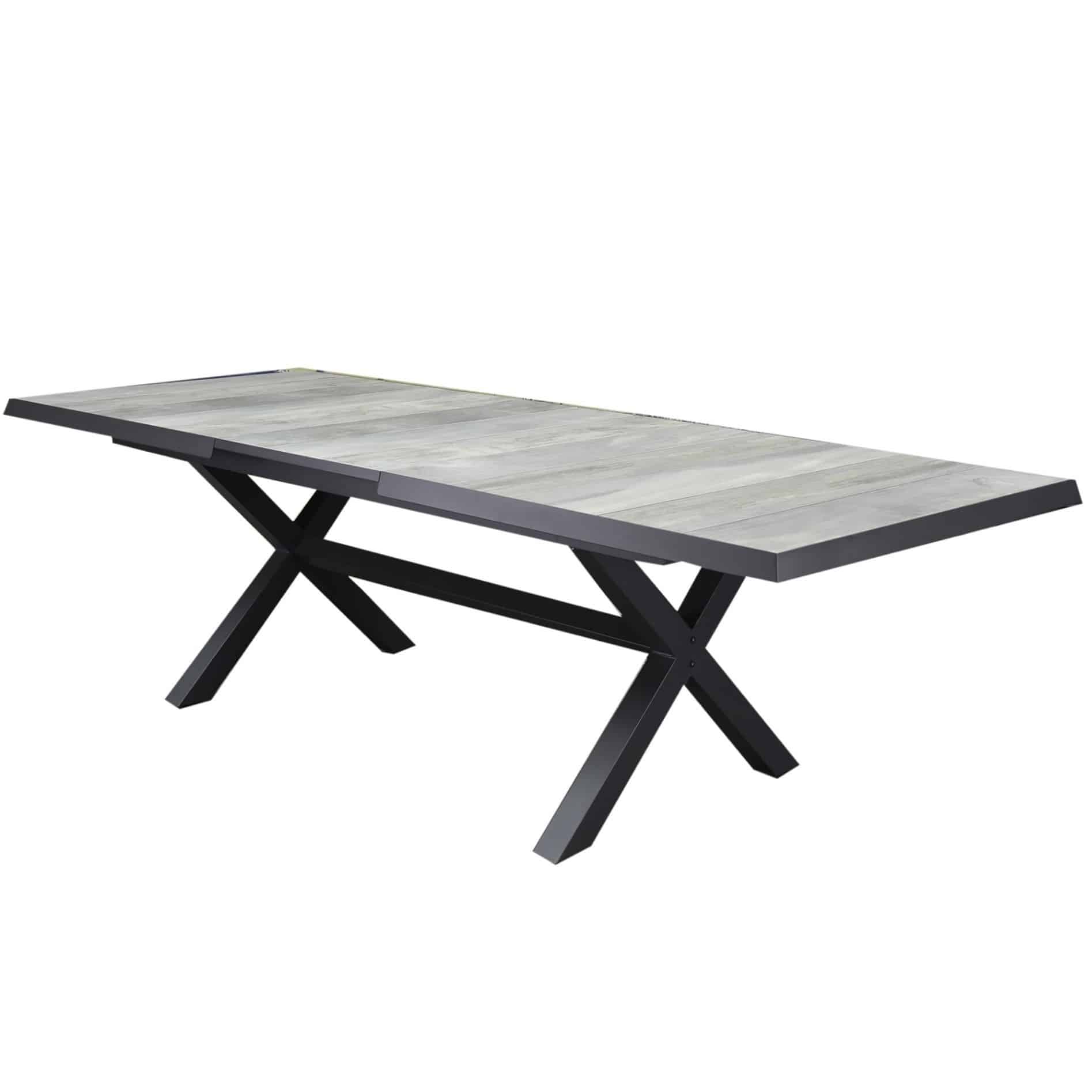 New Delhi uitschuifbare dining tuintafel 204-264x103xH76,5 cm met kruispoot antraciet