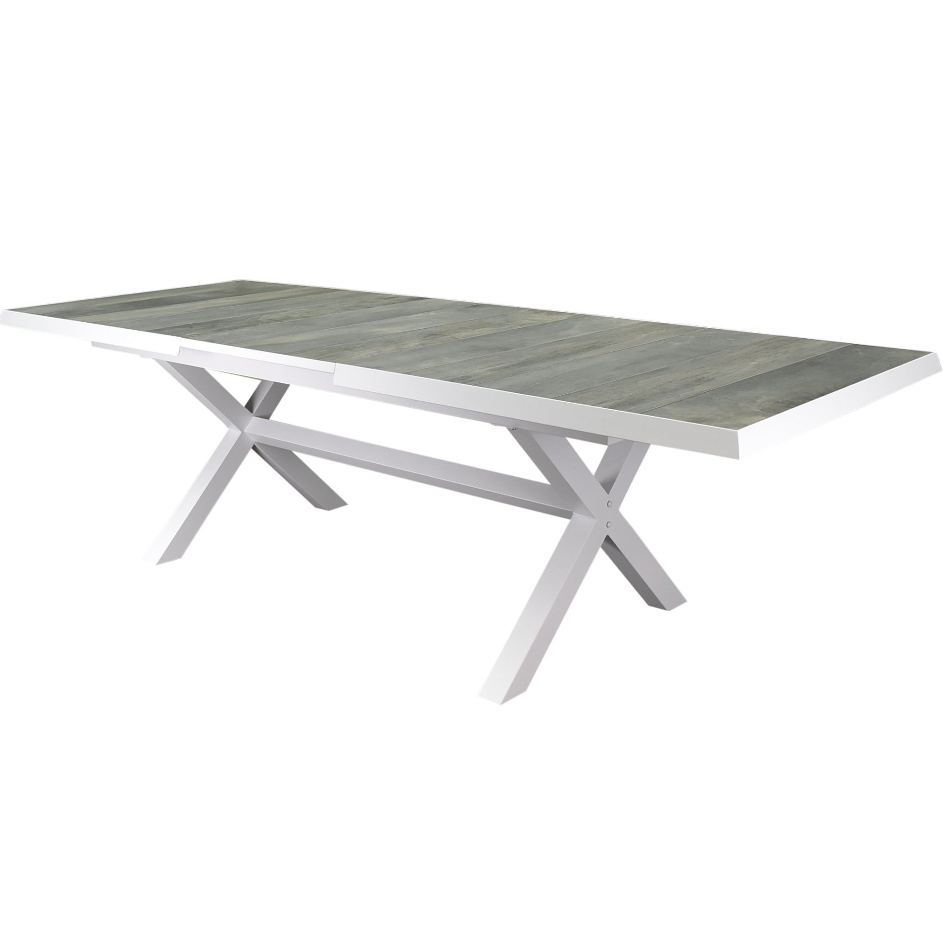 New Delhi uitschuifbare dining tuintafel 204-264x103xH76,5 cm met kruispoot wit