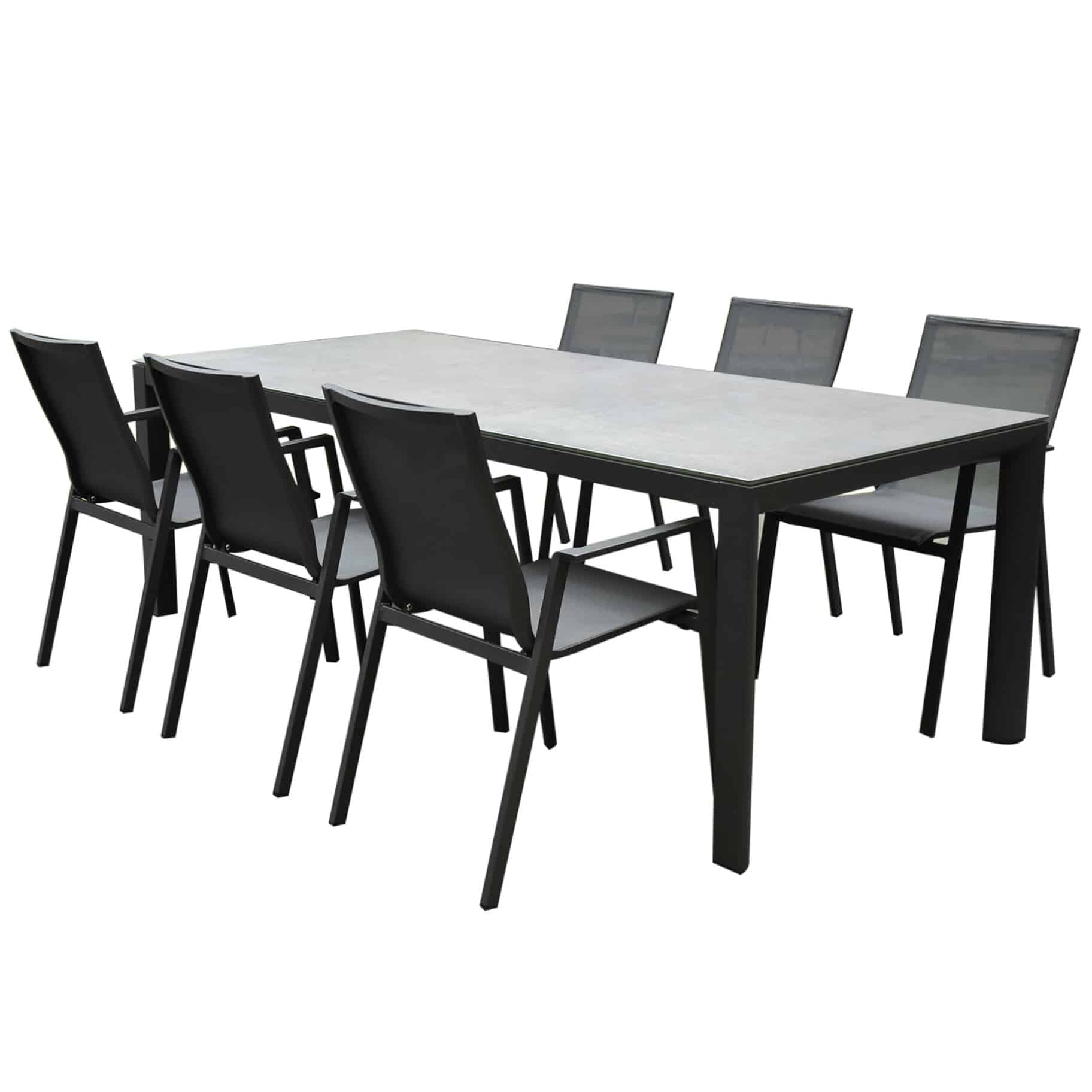 New Valley Angora dining tuinset 220x100x74,5 cm 7 delig antraciet