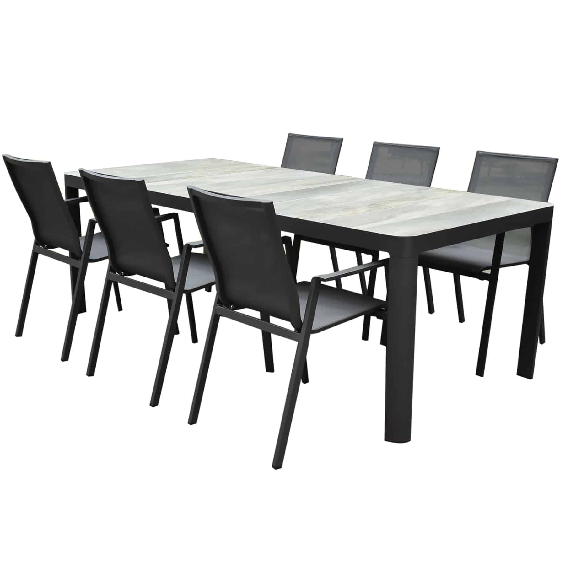 new valley new delhi dining tuinset 220x100x74,5 cm 7 delig antraciet
