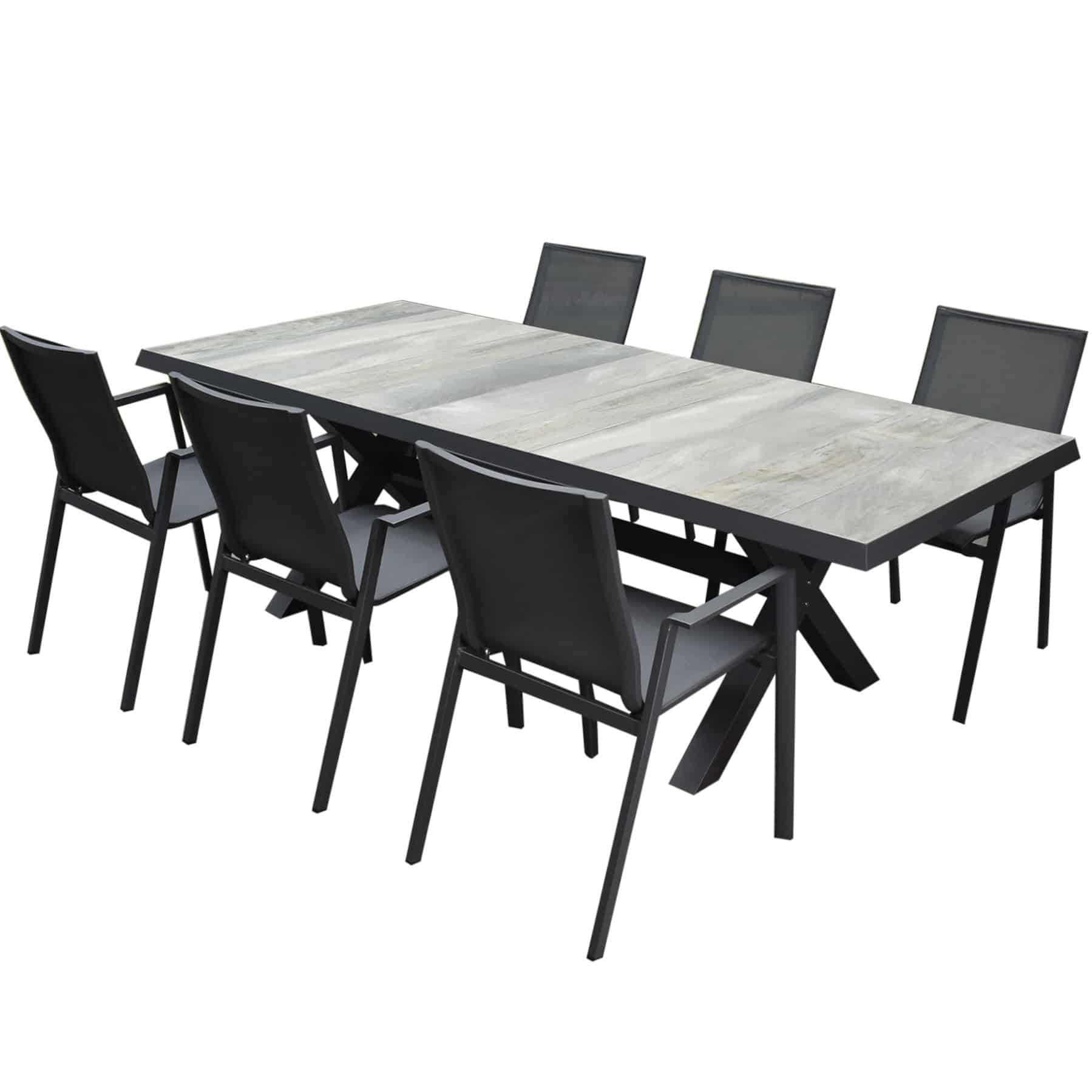 New Valley New Delhi dining tuinset 224x103x74,5 cm 7 delig aluminium