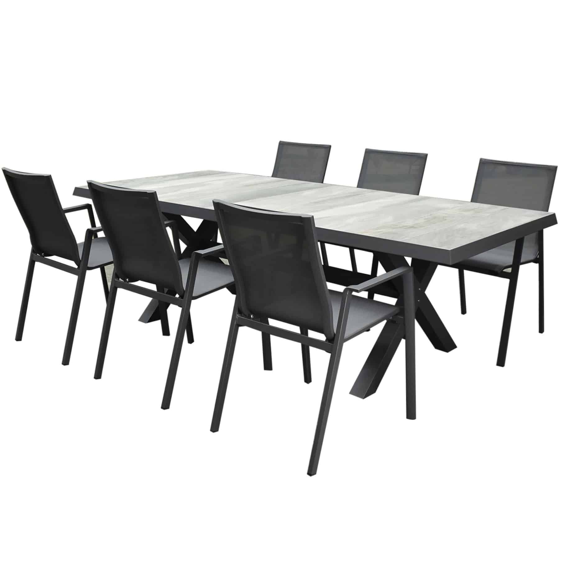 New Valley New Delhi dining tuinset 224x103xH74 cm 7 delig kruispoot