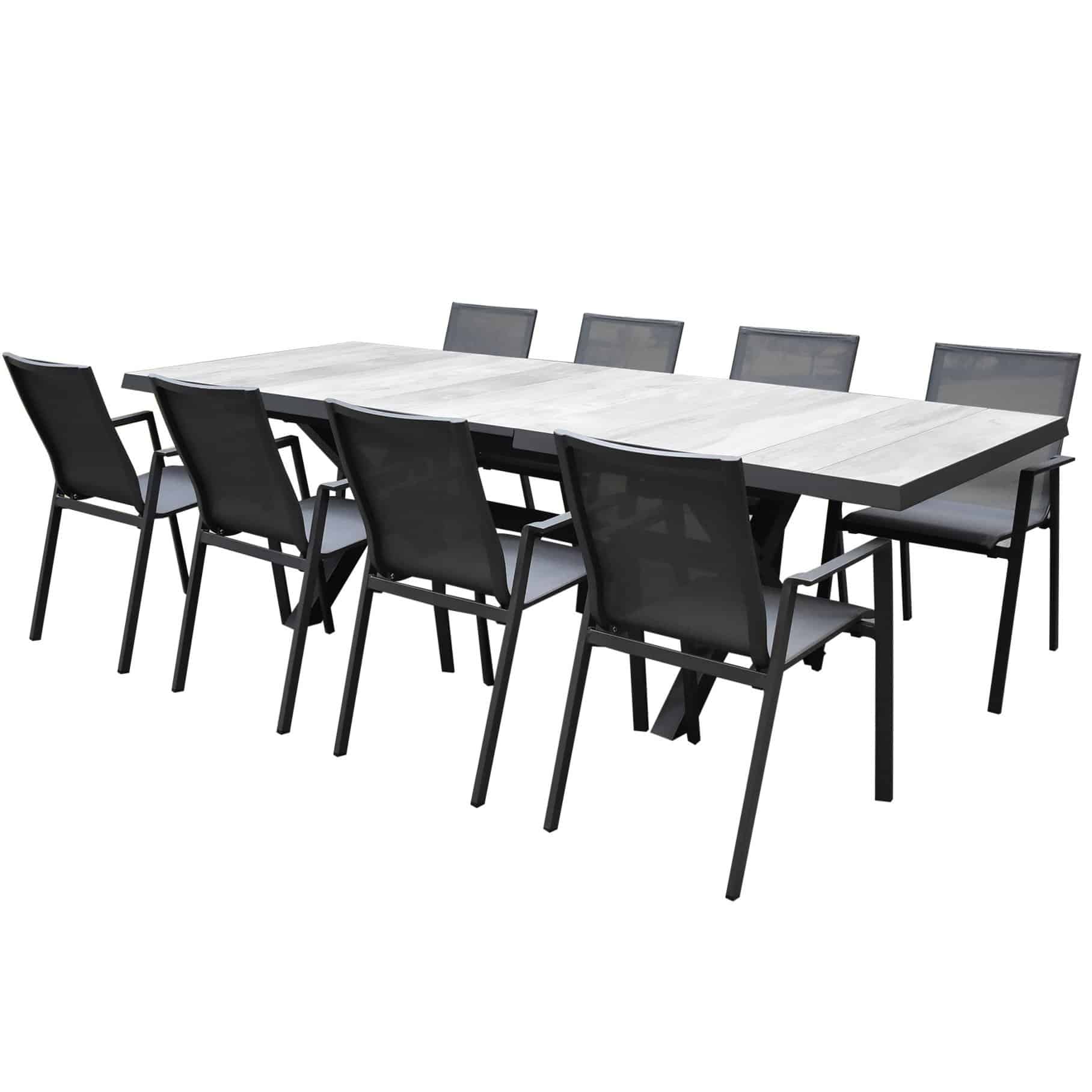 new valley new delhi dining tuinset uitschuifbaar 204 264x103xh74,5 cm 9 delig aluminium