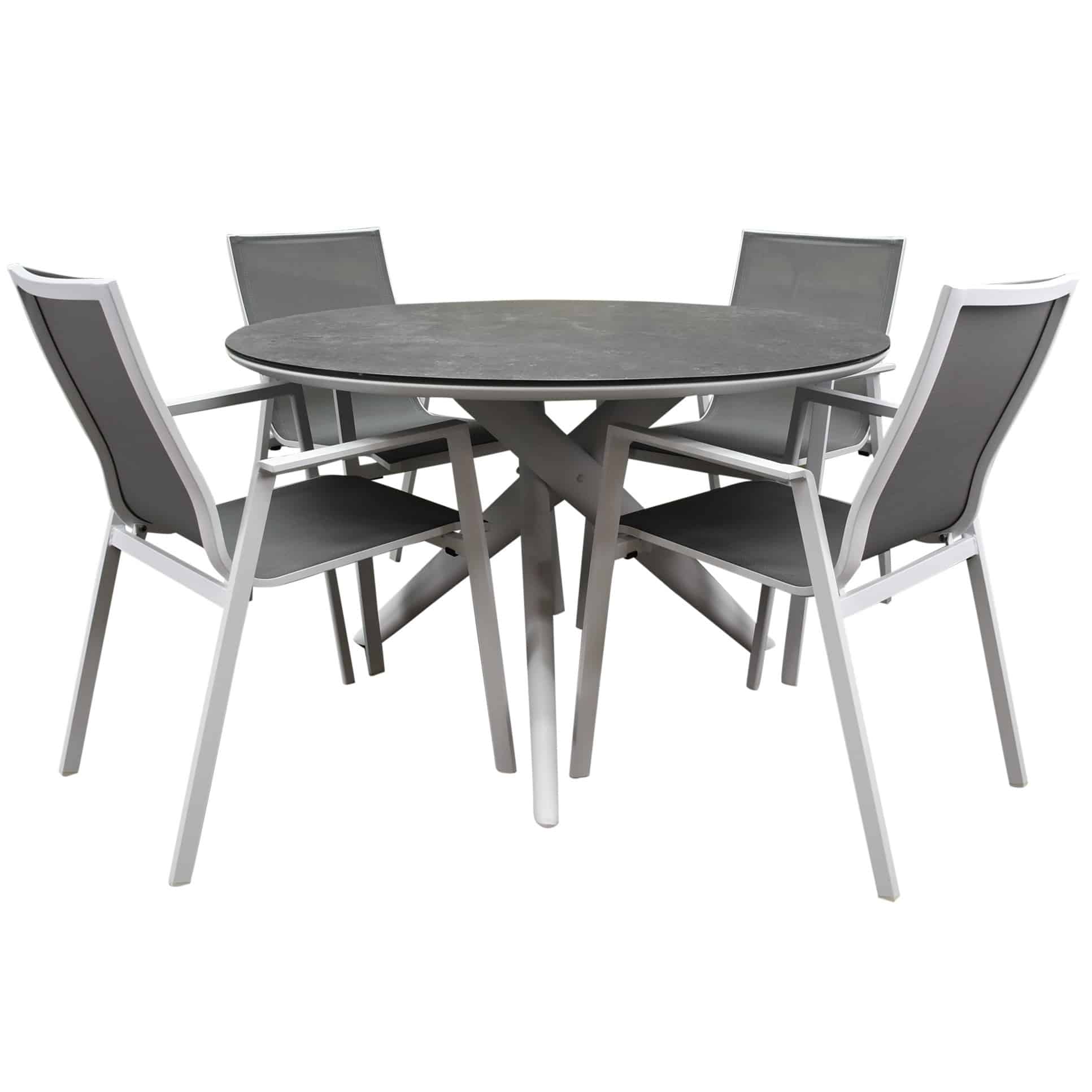 New Valley dining tuinset 120x74 cm 5 delig aluminium wit