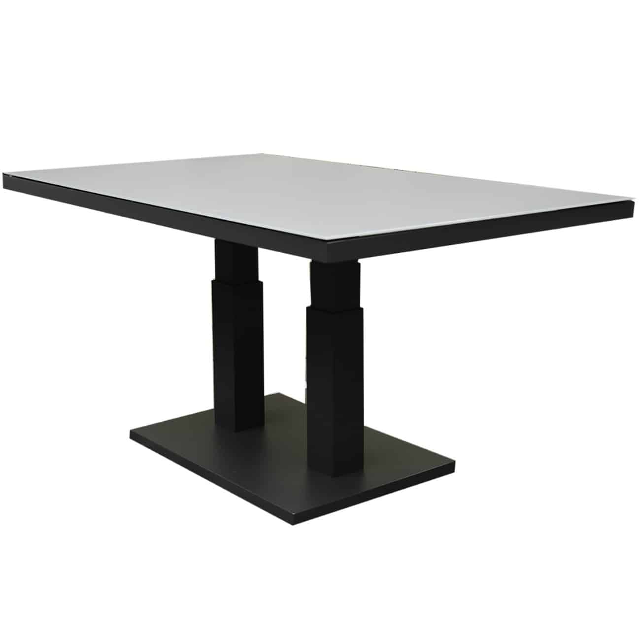 new york lounge diningtafel 140x85xh49 72 cm in hoogte verstelbaar aluminium antraciet glass top