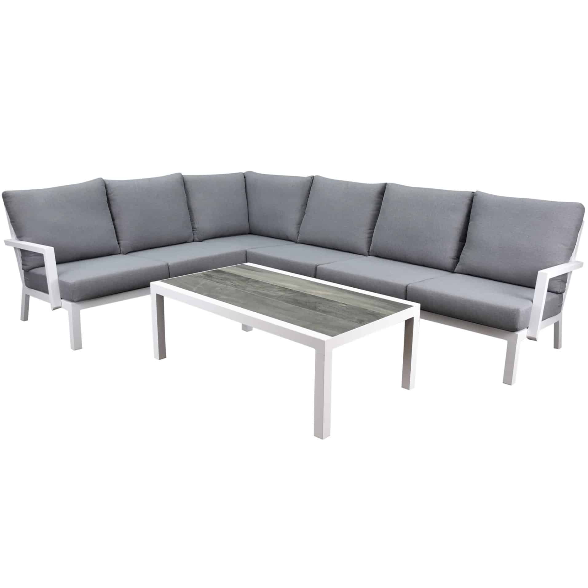 New york hoek loungeset 5 delig aluminium wit