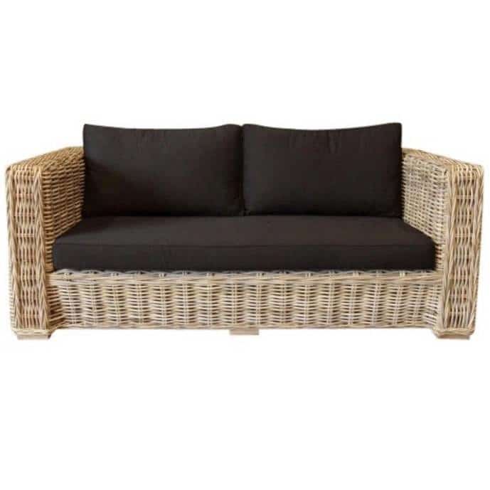 Nissah 2,5-zitsbank naturel rotan - olefin black - urecel foam