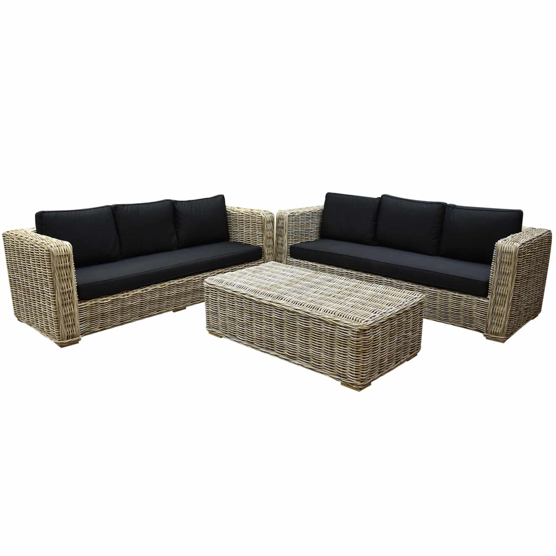 Nissah bank loungeset 3-delig rotan