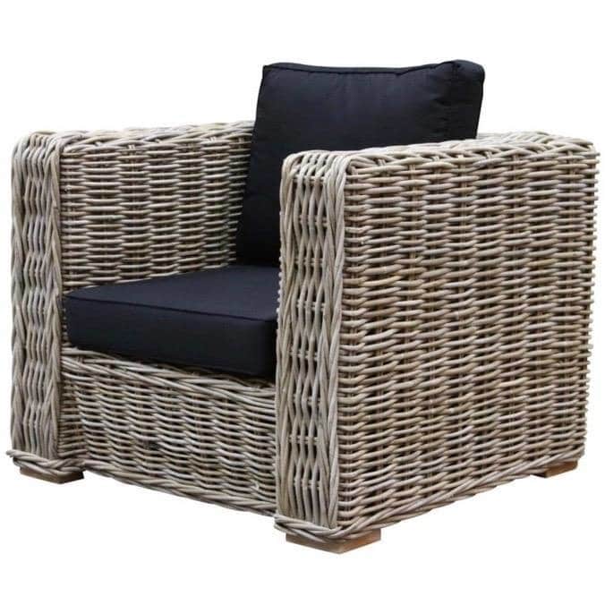 Nissah lounge tuinstoel naturel rotan - olefin black - urecel foam