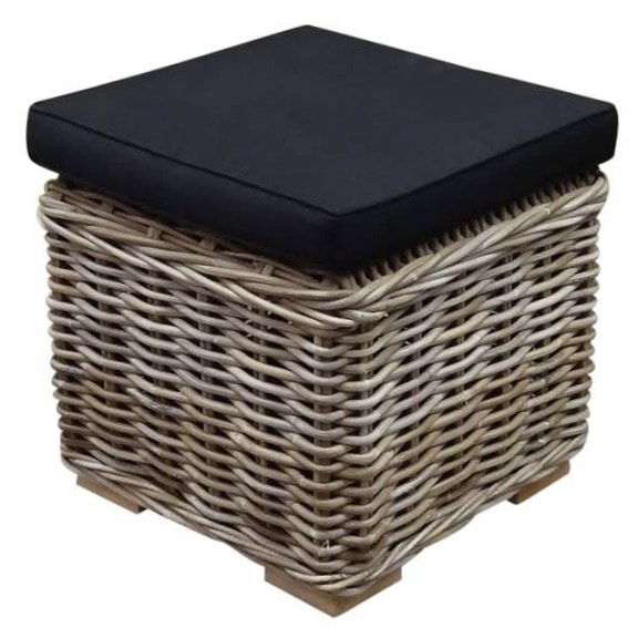 Nissah voetenbank 43x43xH43 cm naturel rotan - olefin black