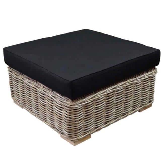 Nissah voetenbank 75x75xH43 cm naturel rotan - olefin black