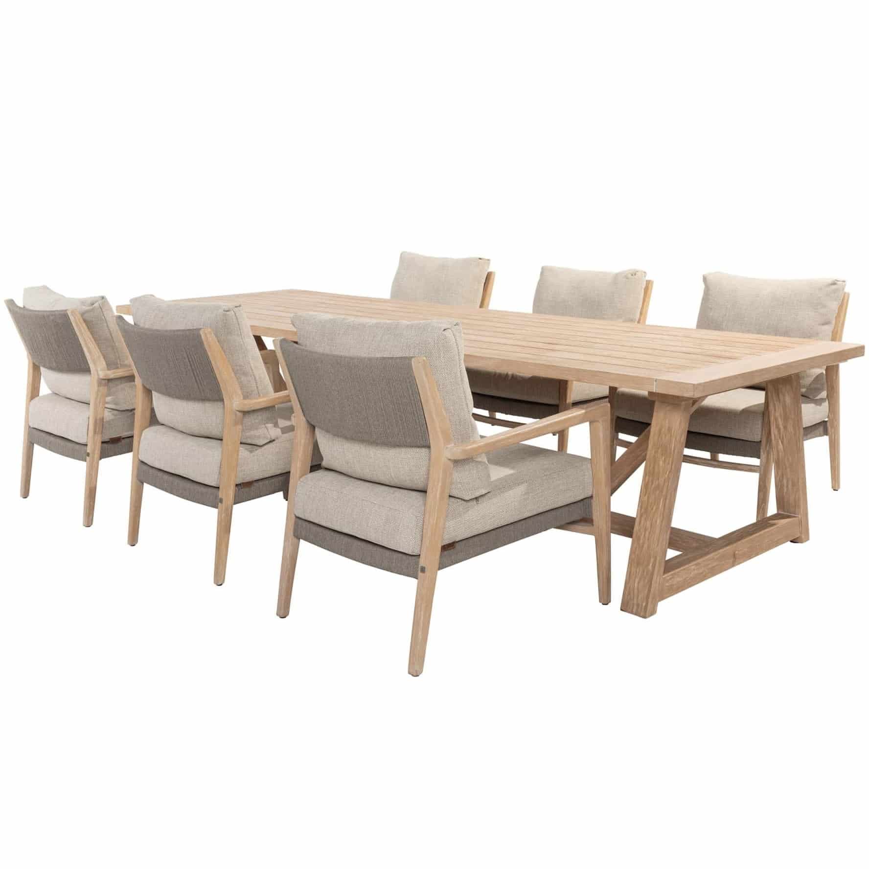 noah julia low dining tuinset 7 delig 300x100xh69 teak 4 seasons outdoor