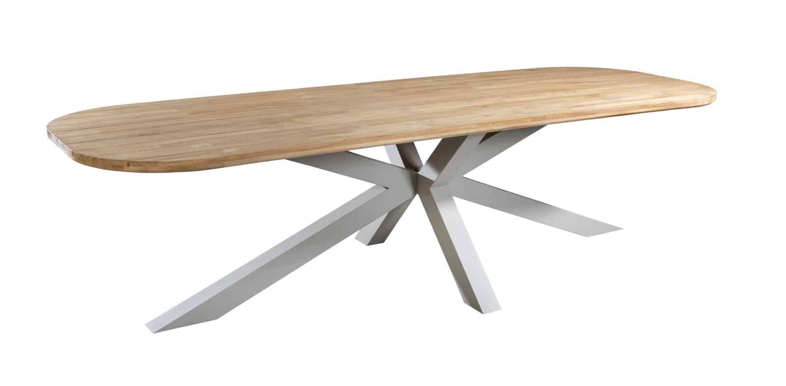 Noas dining table 220x100 cm oval aluminium salix/teak - Yoi