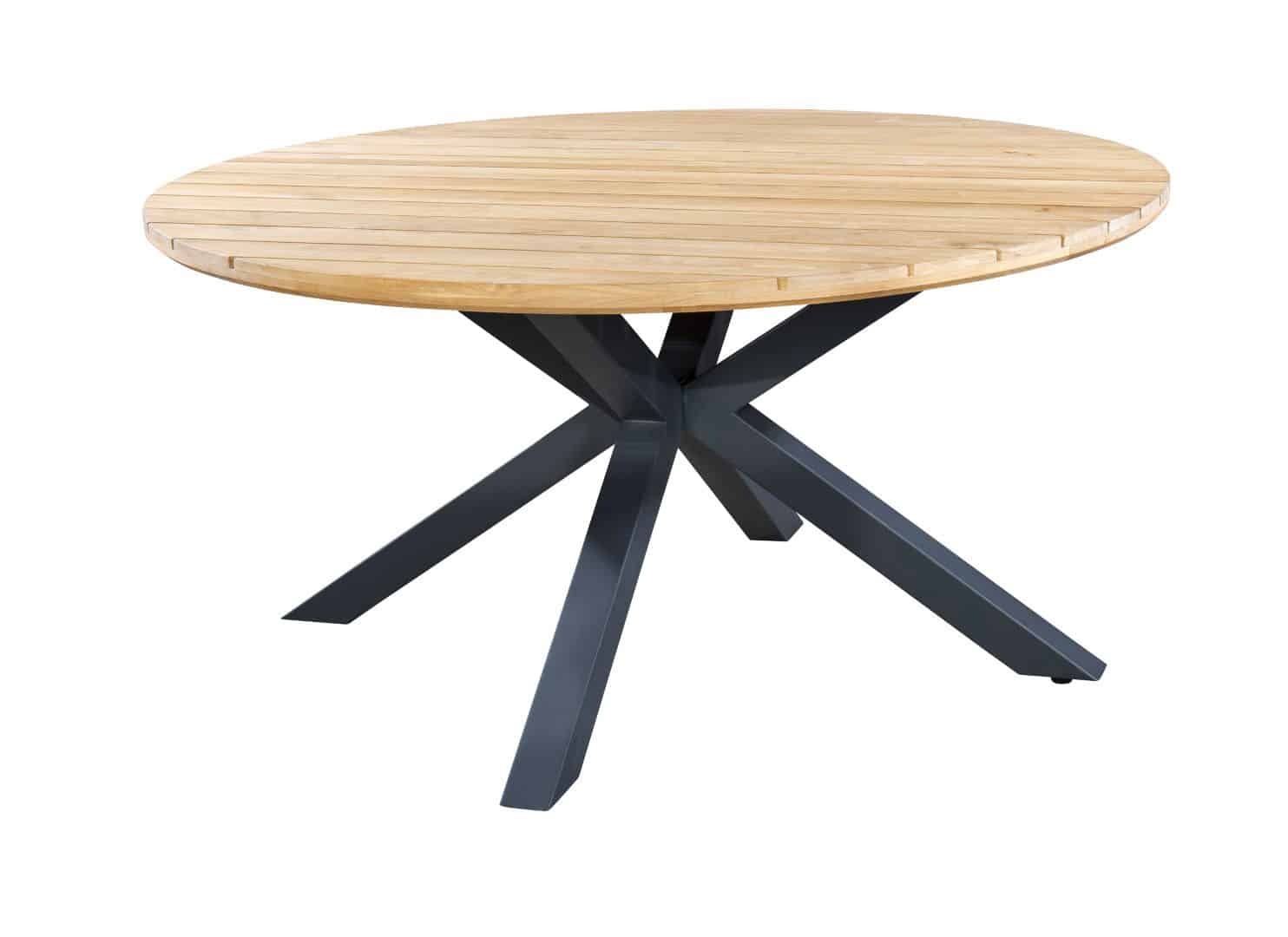 Noas dining table dia. 150 cm aluminium dark grey/teak - Yoi