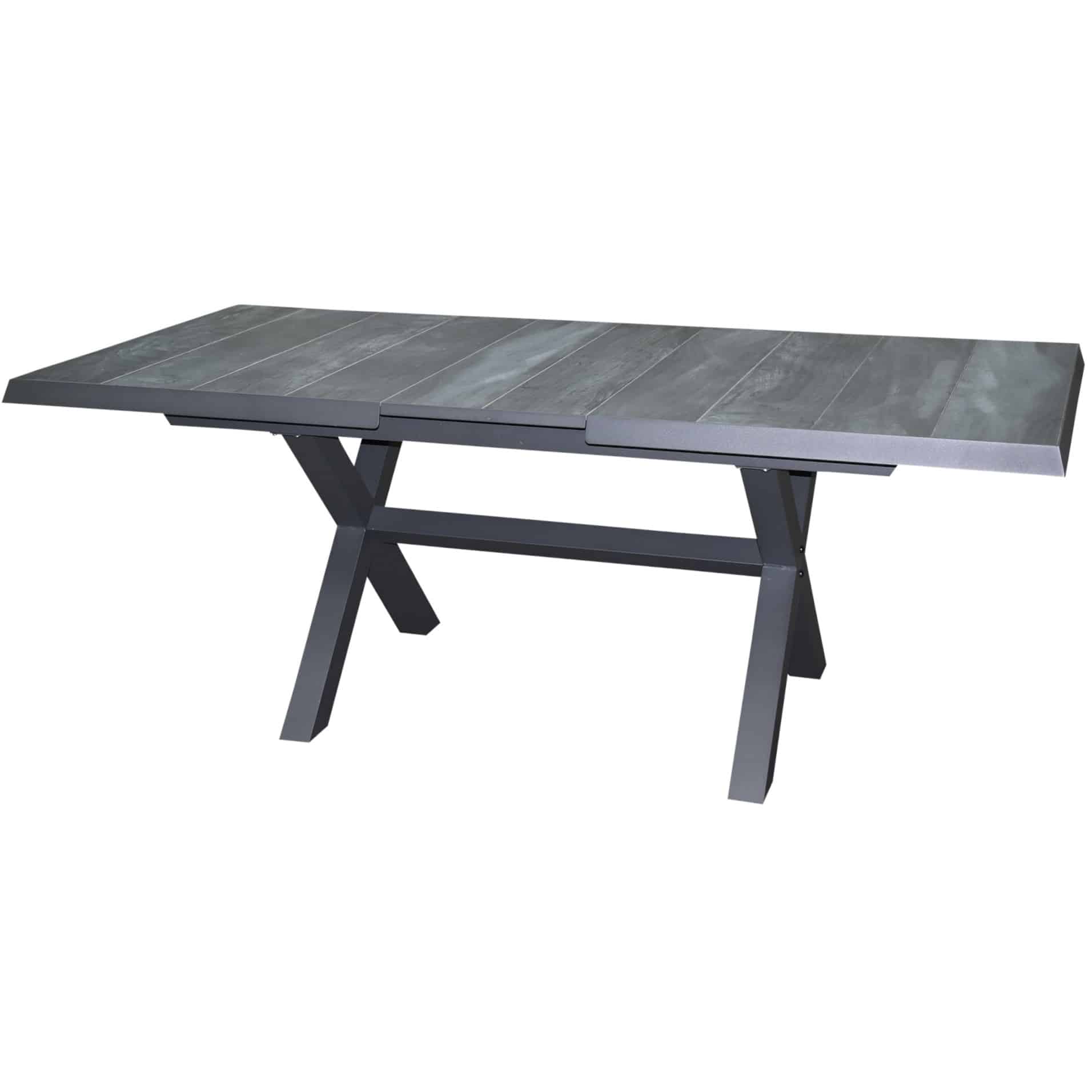 Noida uitschuifbare dining tuintafel 163-203x93xH76,5 cm met kruispoot aluminium antraciet