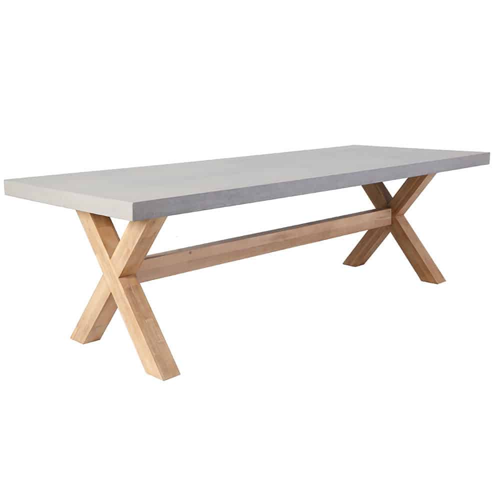 Norwich dining tuintafel | kruispoot | betonlook + hardhout | 250x100cm